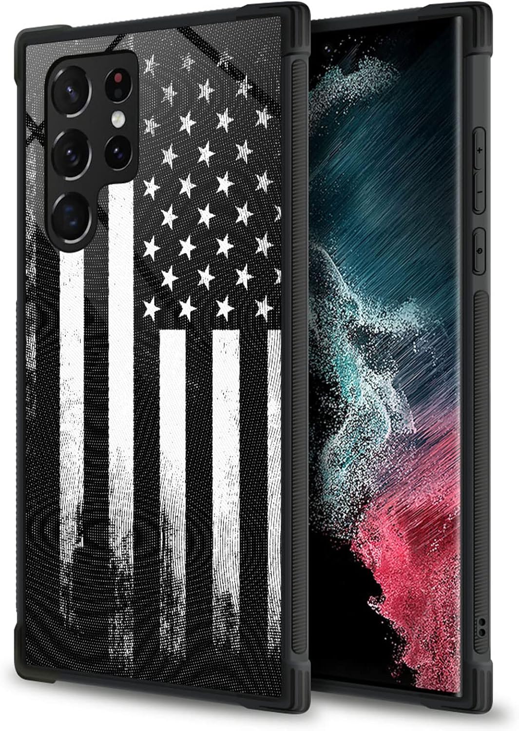 CARLOCA Funda compatible con Samsung Galaxy S23 Ultra, diseño gráfico de identidad retro de la bandera estadounidense, a prueba de golpes,