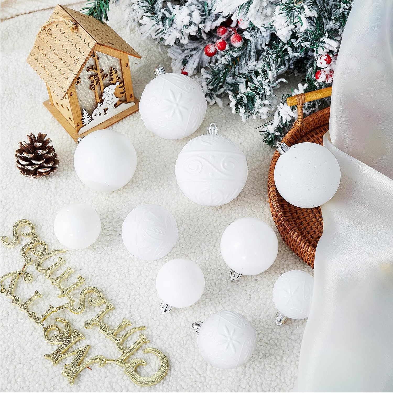 Wironlst Adornos de bola de Navidad  30 adornos de Navidad de plástico inastillables para árbol de Navidad, vacaciones, boda, fiesta (varios