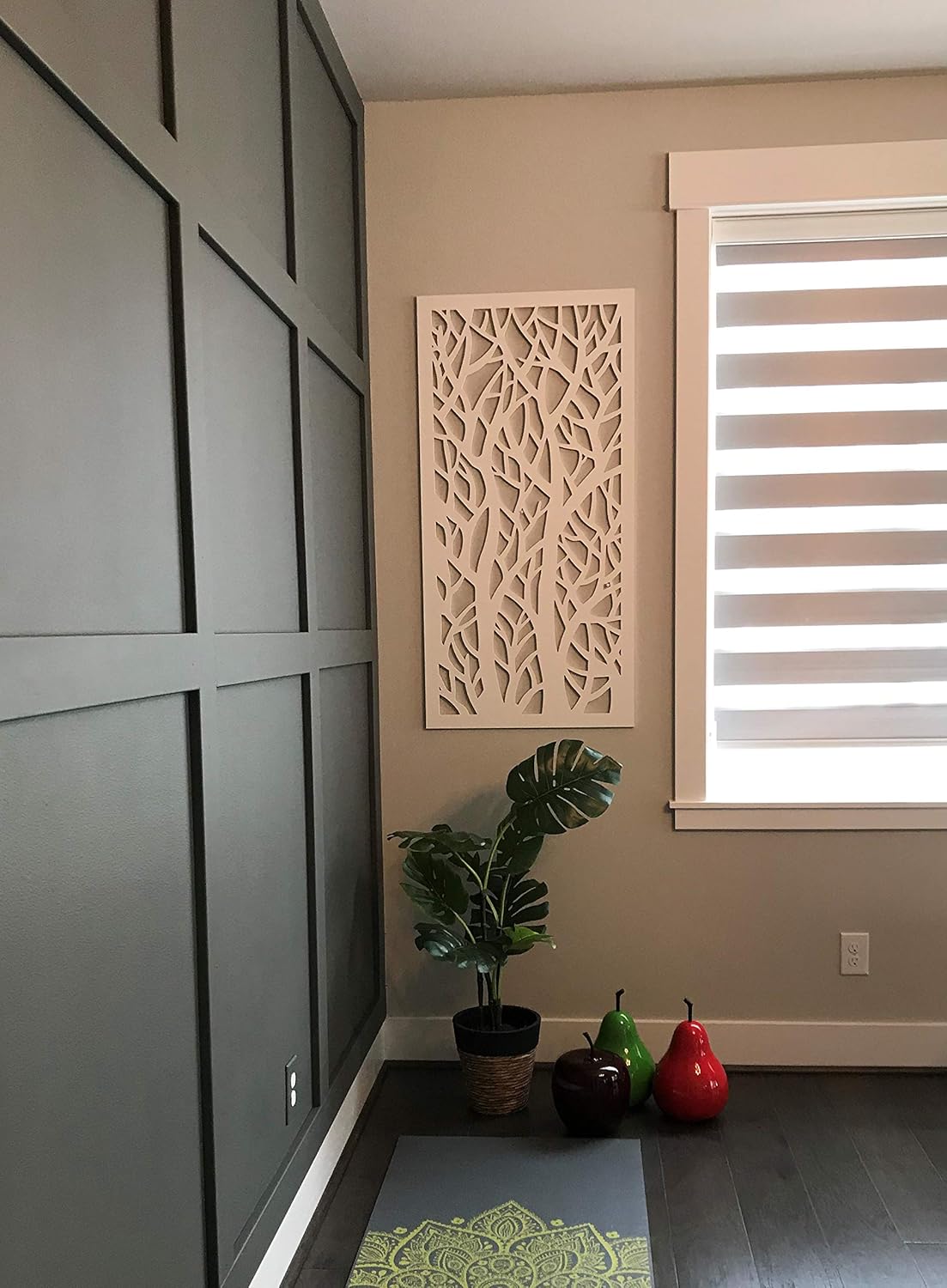 VIMA Panel de pared decorativo de árboles gemelos, tablero de PVC con diseño de valla de pantalla privada, 48 pulgadas de largo x 24 pulgadas de