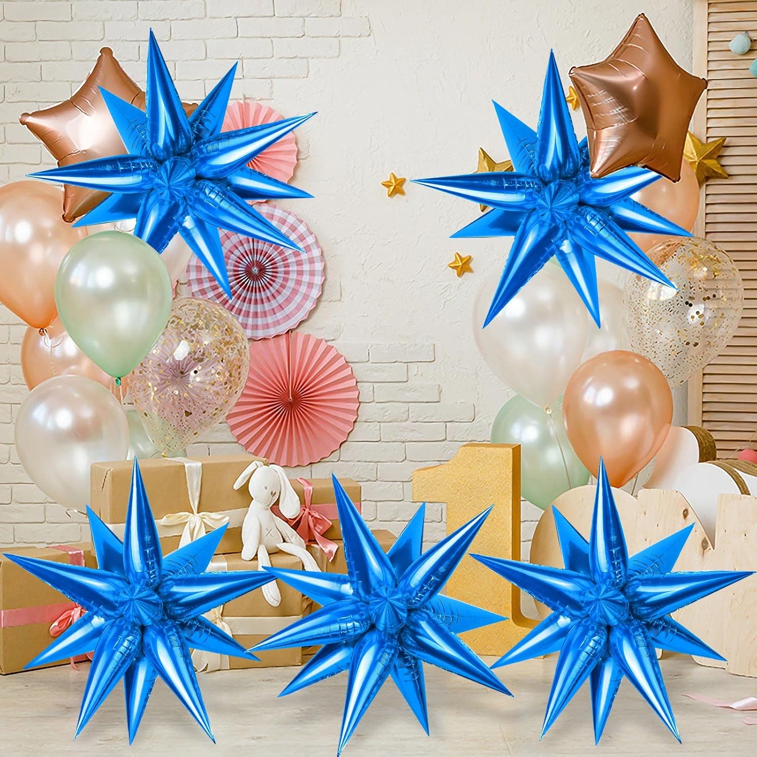 60 globos de papel de aluminio con forma de estrella, globos de cono de 12 puntos, globos mágicos en explosión, grandes para bodas, aniversarios,