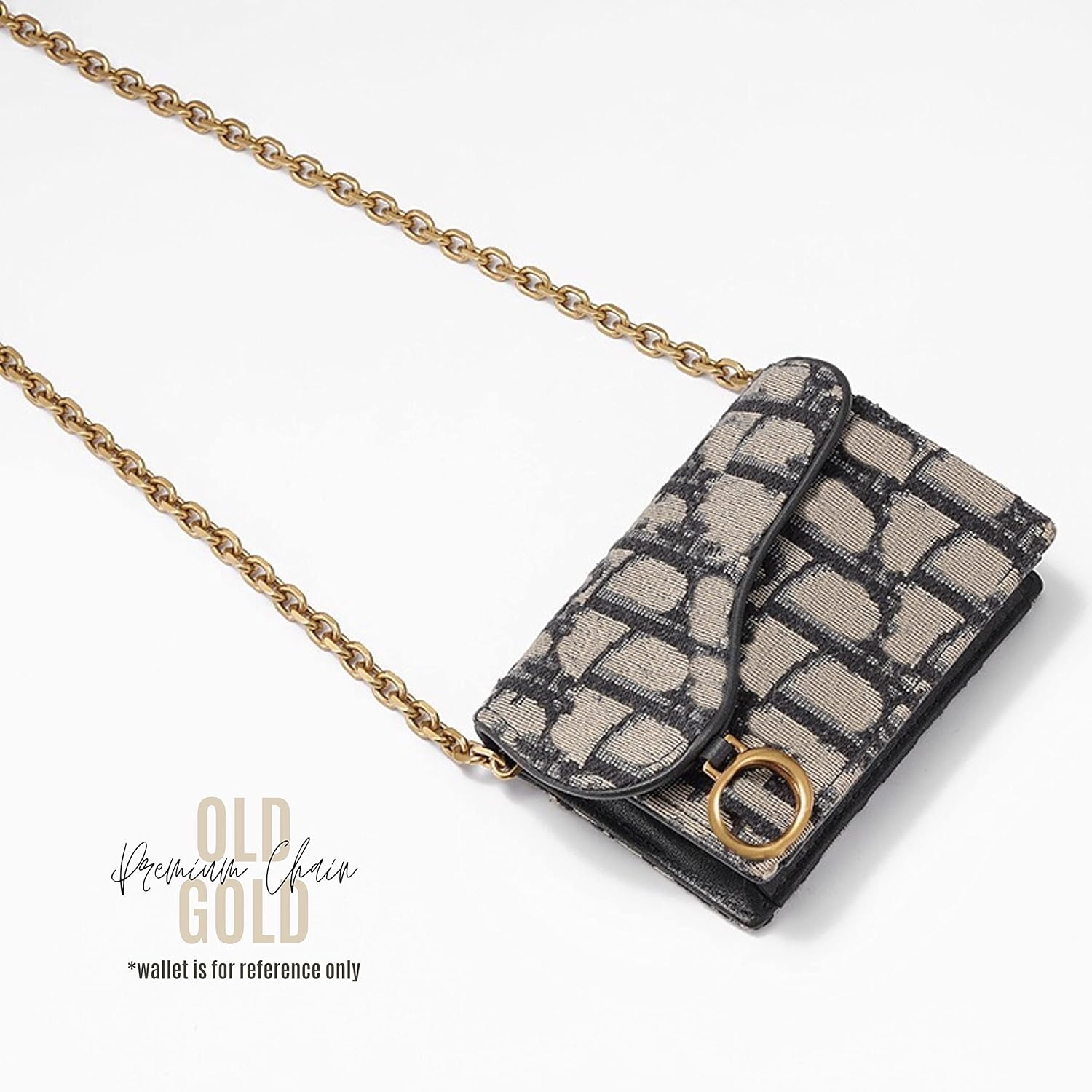 Saddle Wallet Chain Insert, Long Saddle Wallet with Chain, Card Holder Conversion Kit Wallet on Chain, Credit Card Holder Insert Crossbody (90cm Old