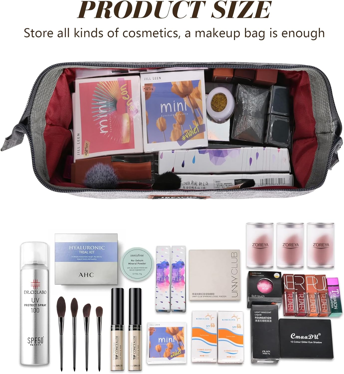 ibeacos Bolsa de maquillaje de viaje, M, Letra