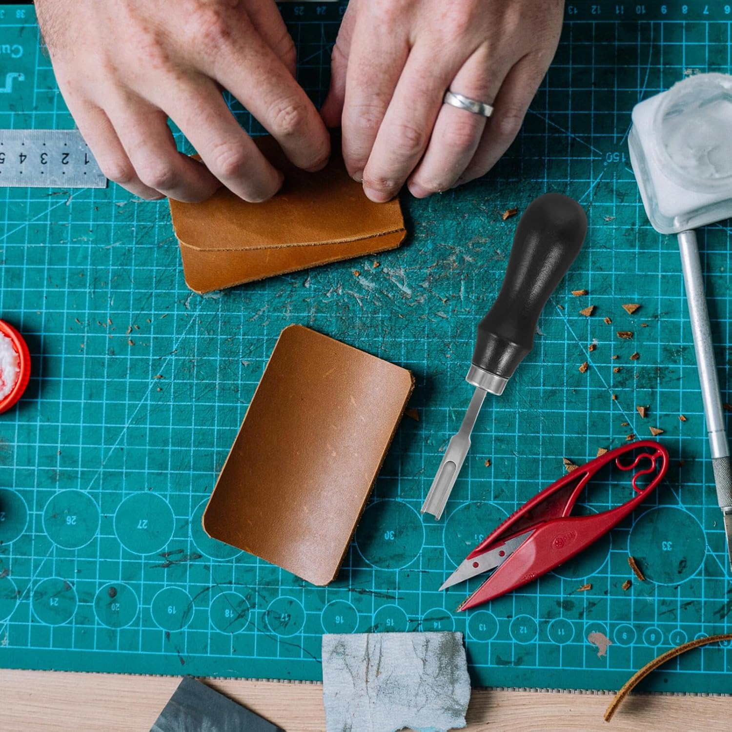 EXCEART Tools Leather beveler Tool leathercraft Edge Skiving beveler Leather Edges Stitching Tool Leather Stitching beveler Leather Stitching Tool