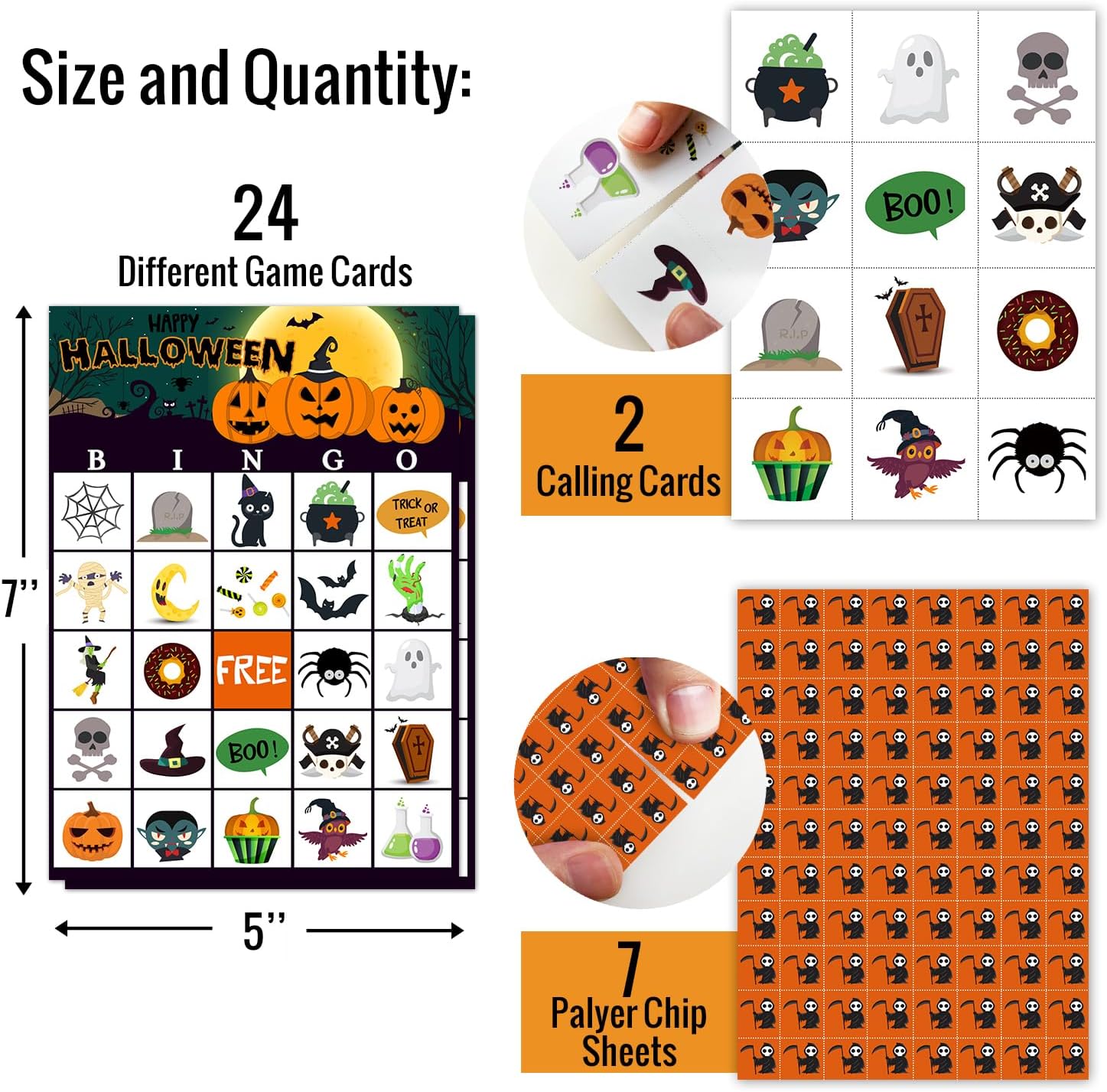 Juegos de fiesta de bingo de Halloween con 24 jugadores, juegos de fiesta de Halloween para niñas y niños, suministros de fiesta de aula,