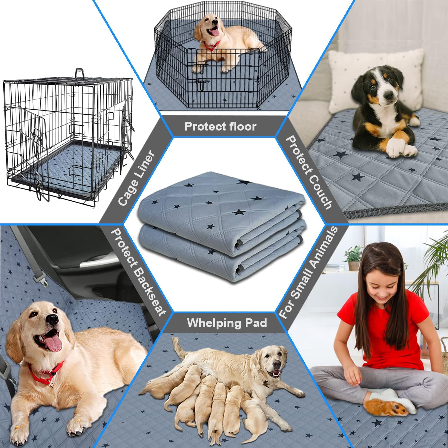 Almohadillas lavables para orina para perros, reutilizables, absorbentes, a prueba de fugas, antideslizantes, para entrenamiento de orinal. 24 x 36