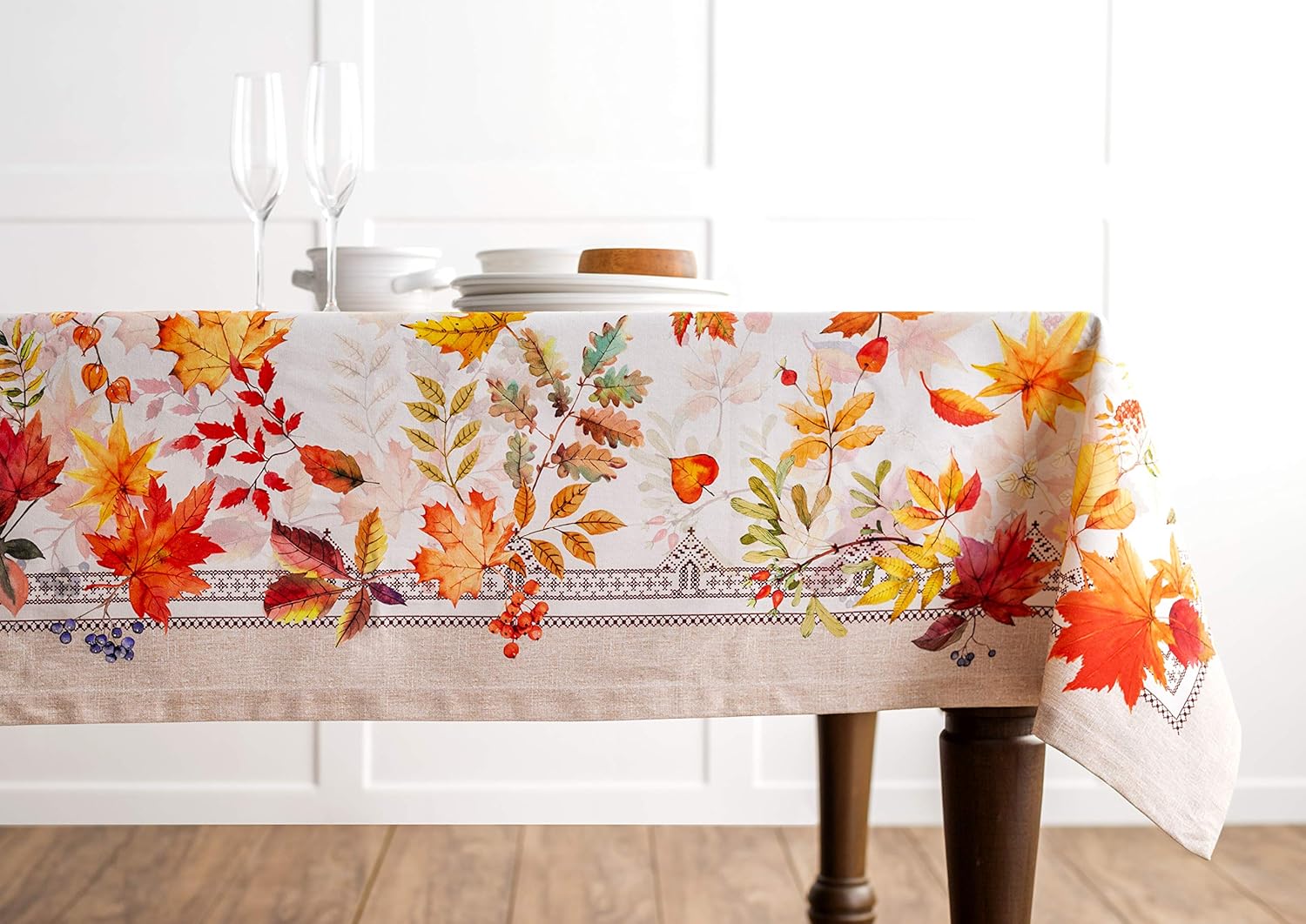 Maison d’ Hermine Mantel 100% algodón para mesas rectangulares de cocina, comedor, fiestas, bodas, Acción de GraciasNavidad (70 x 108 pulgadas),