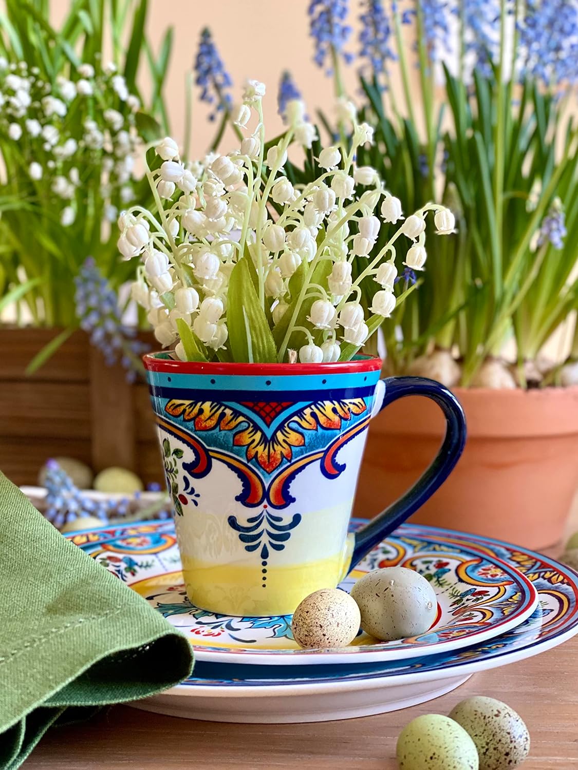 Euro Ceramica Zanzibar Collection – Juego de vajilla de 16 piezas para cocina y comedor y cuenco de salsa Zanzíbar de Euro Ceramica Zanzíbar, juego