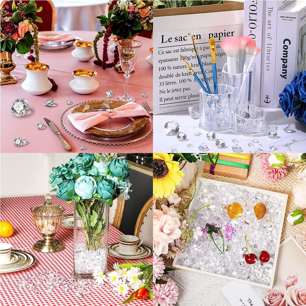304PCS Vase Fillers Diamond 0.8 (in) Diameter, Crystal Acrylic Gems, Wedding Table Scattering Gems, Christmas Party Diamond Decors, Clear mini