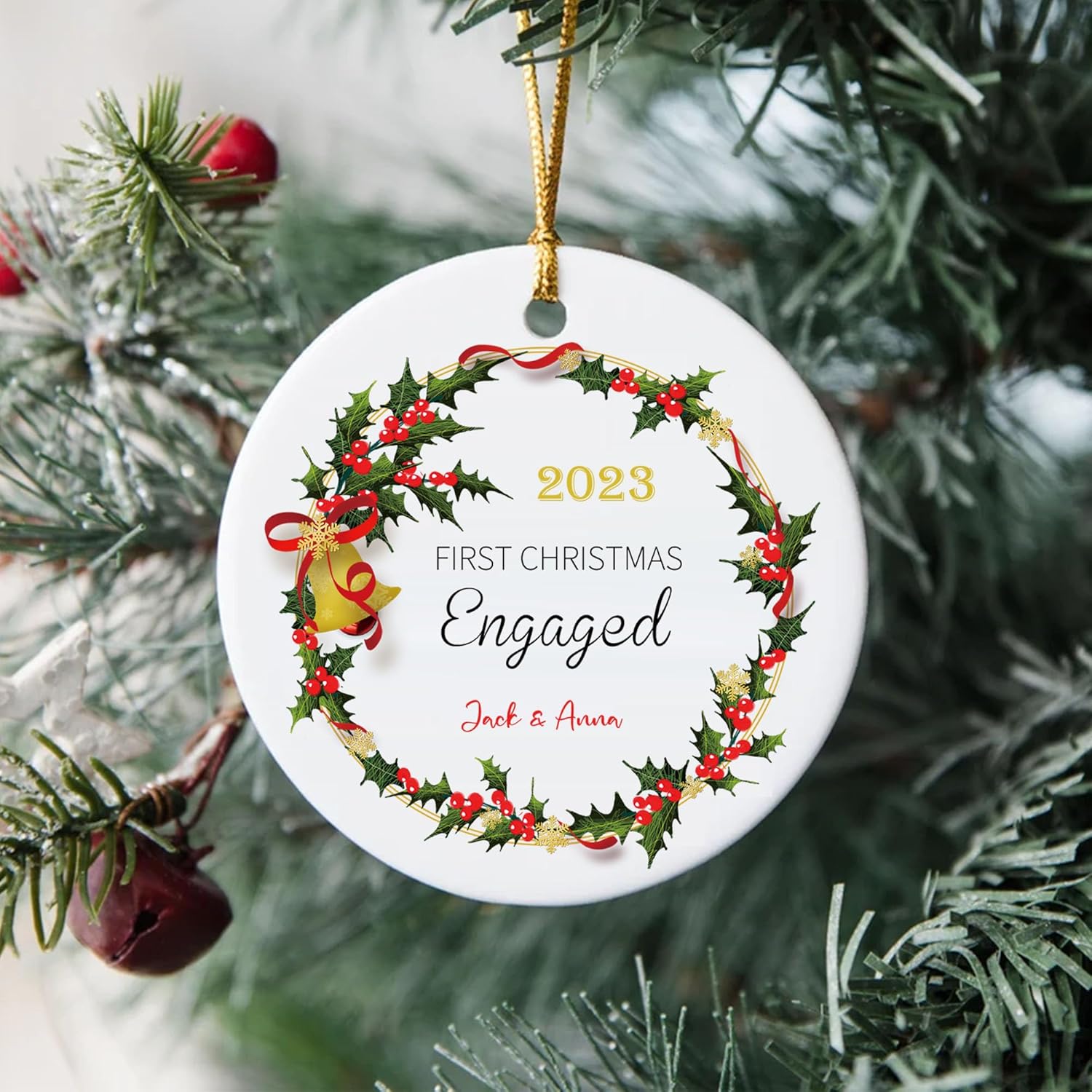 Adorno personalizado para pareja comprometida 2023, primera Navidad para casados juntos comprometidos, adornos de Navidad personalizados, idea,
