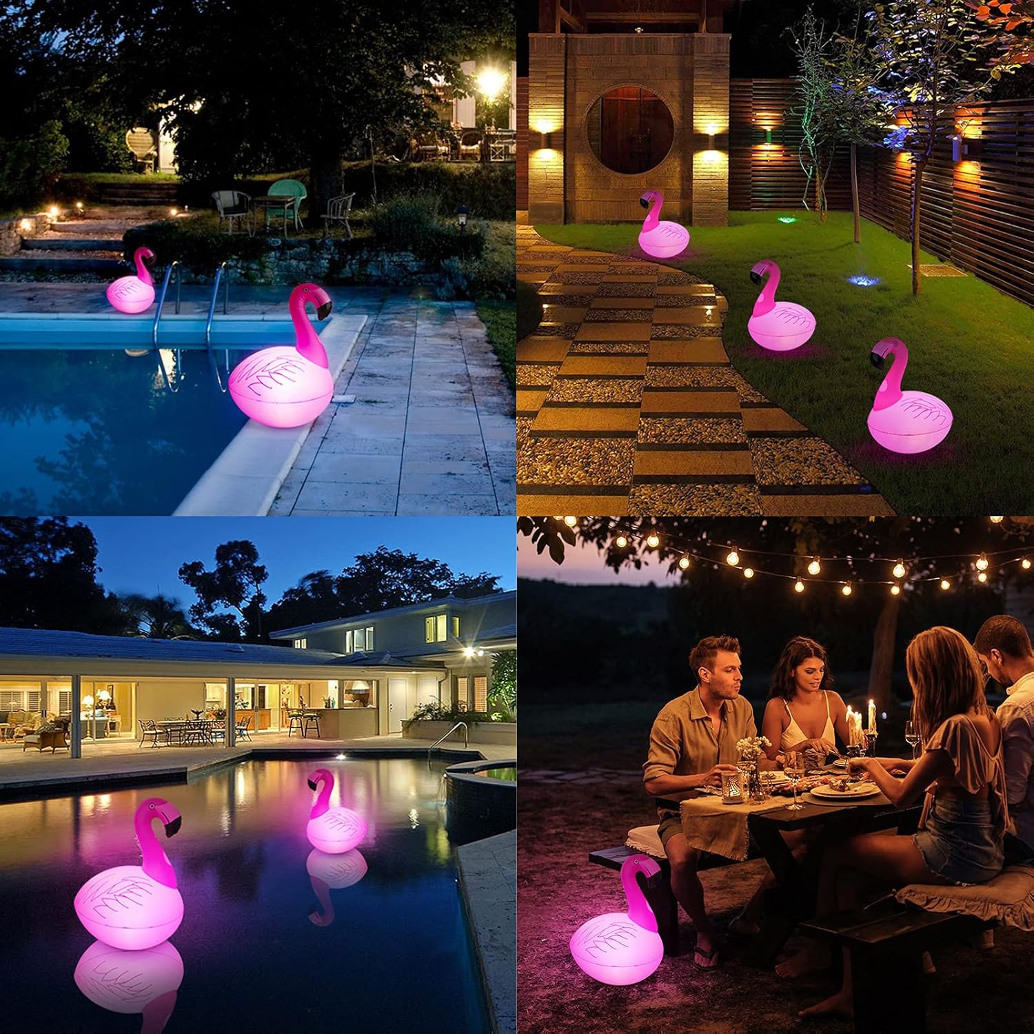 Rukars Luces solares de flamenco que flotan, 1 unidad de luces flotantes para piscina, luz brillante, encendido y apagado automático, luces LED