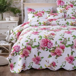 DaDalogy Bedding – Juego de cama floral de 14 piezas en una bolsa, diseño de rosas románticas, juego de sábanas bajeras y encimeras con funda de DaDalogy Bedding – Juego de cama floral de 14 piezas en una bolsa, diseño de rosas románticas, juego de sábanas bajeras y encimeras con funda de