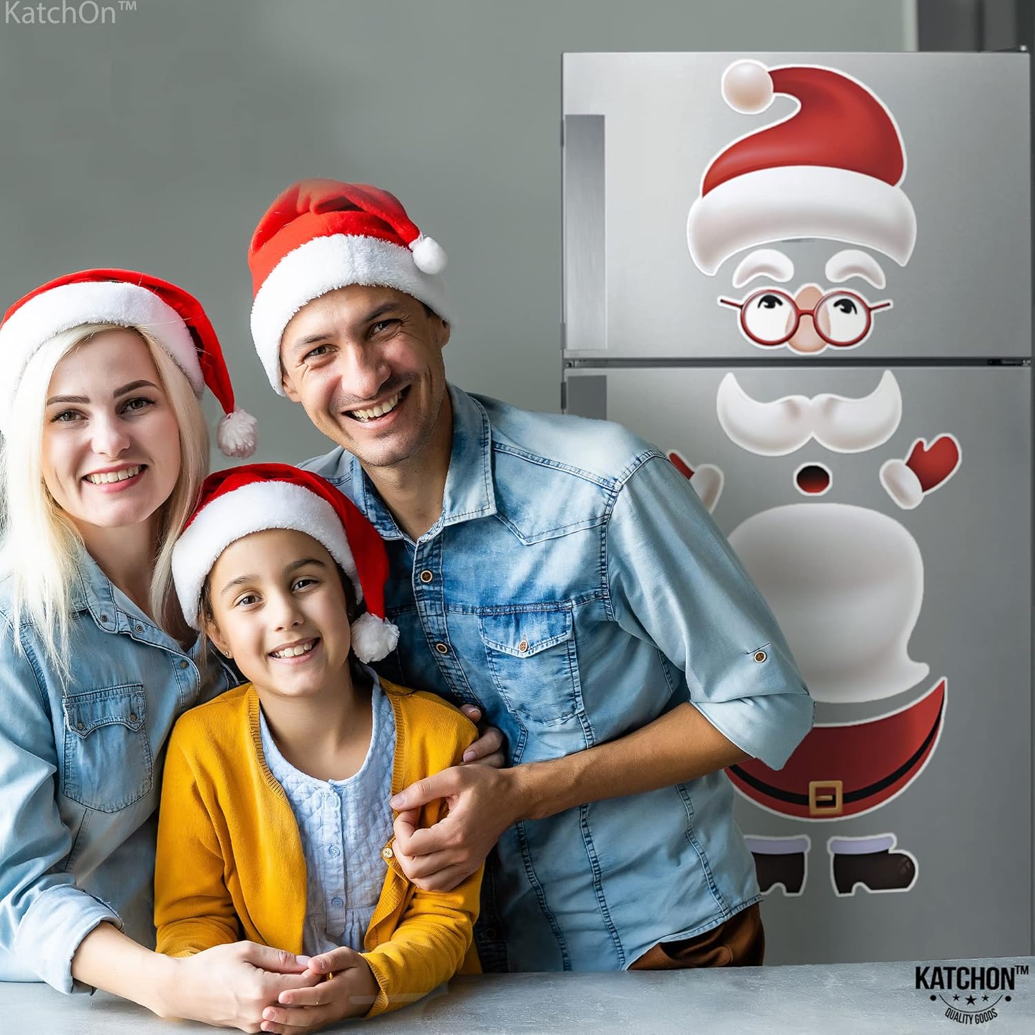 KatchOn, Imanes navideños para refrigerador de Papá Noel, grandes, 36 pulgadas, calcomanías magnéticas de refrigerador de Papá Noel para
