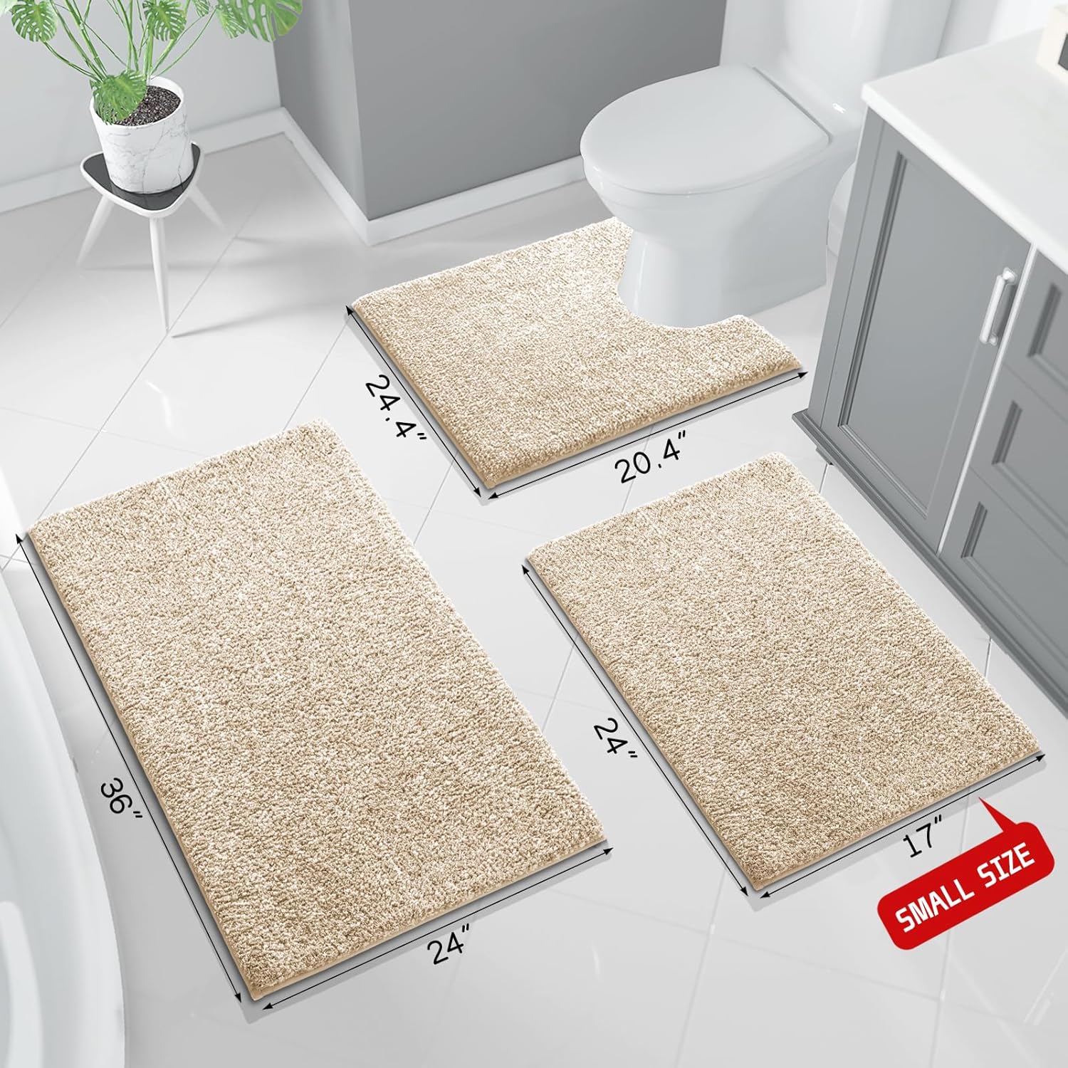 Yimobra Alfombras de baño, extra suaves y cómodas, antideslizantes, absorbentes de agua y gruesas, lavables a máquina, alfombras peludas para ducha
