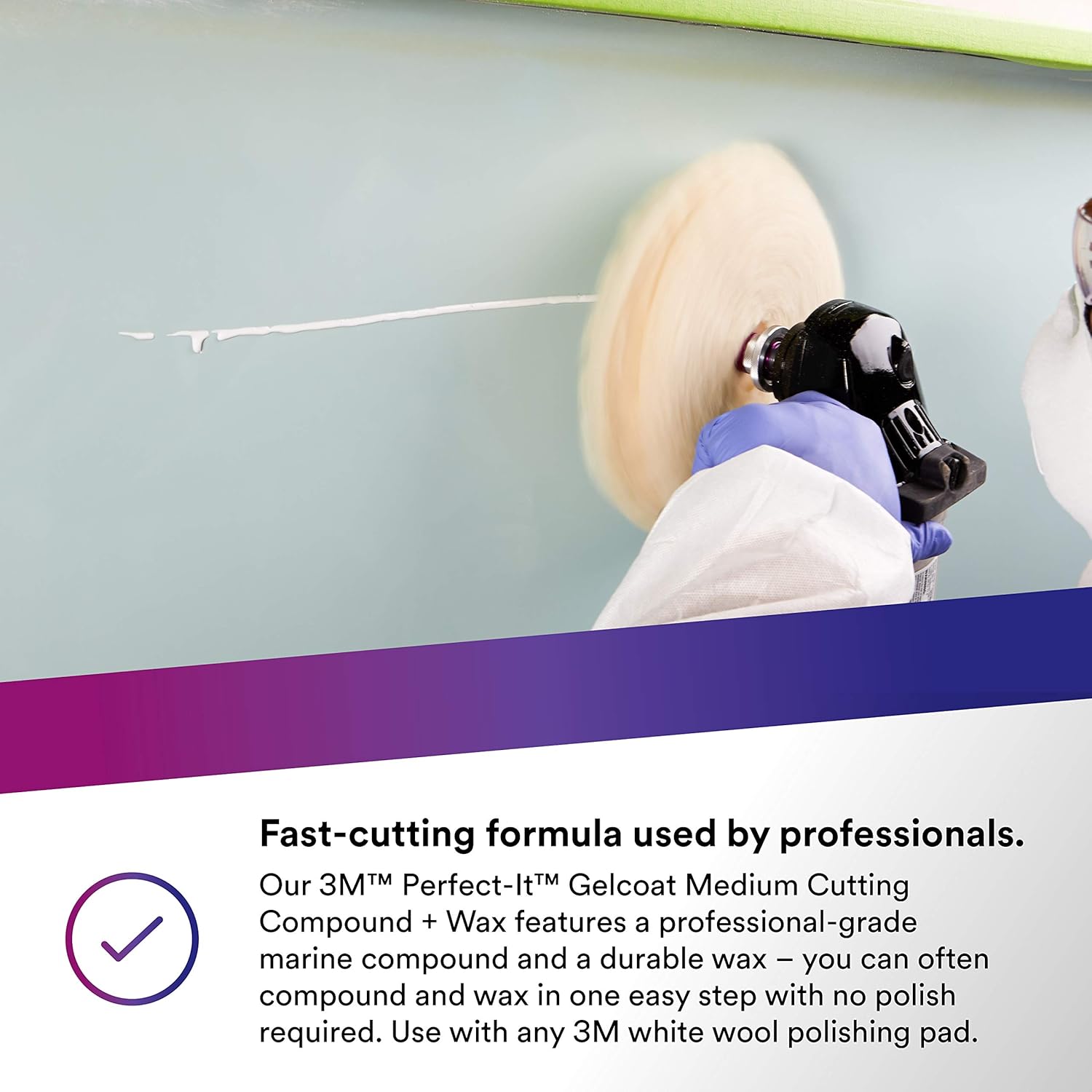 3M Perfect-It Gelcoat – Compuesto de corte medio + cera, 36107, 1 galón, proceso de un solo paso, P1500 y arañazos más finos, removedor de oxidación