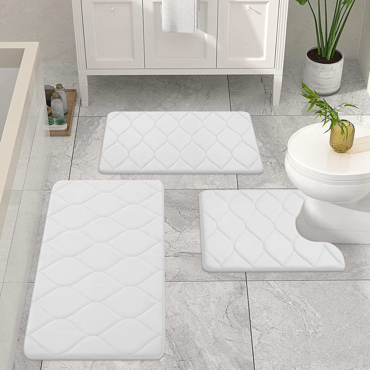 Colorxy – Alfombra de baño de espuma viscoelástica, ultrasuave y antideslizante, absorbe el agua, lavable a máquina, tapete para suelos de cocina y