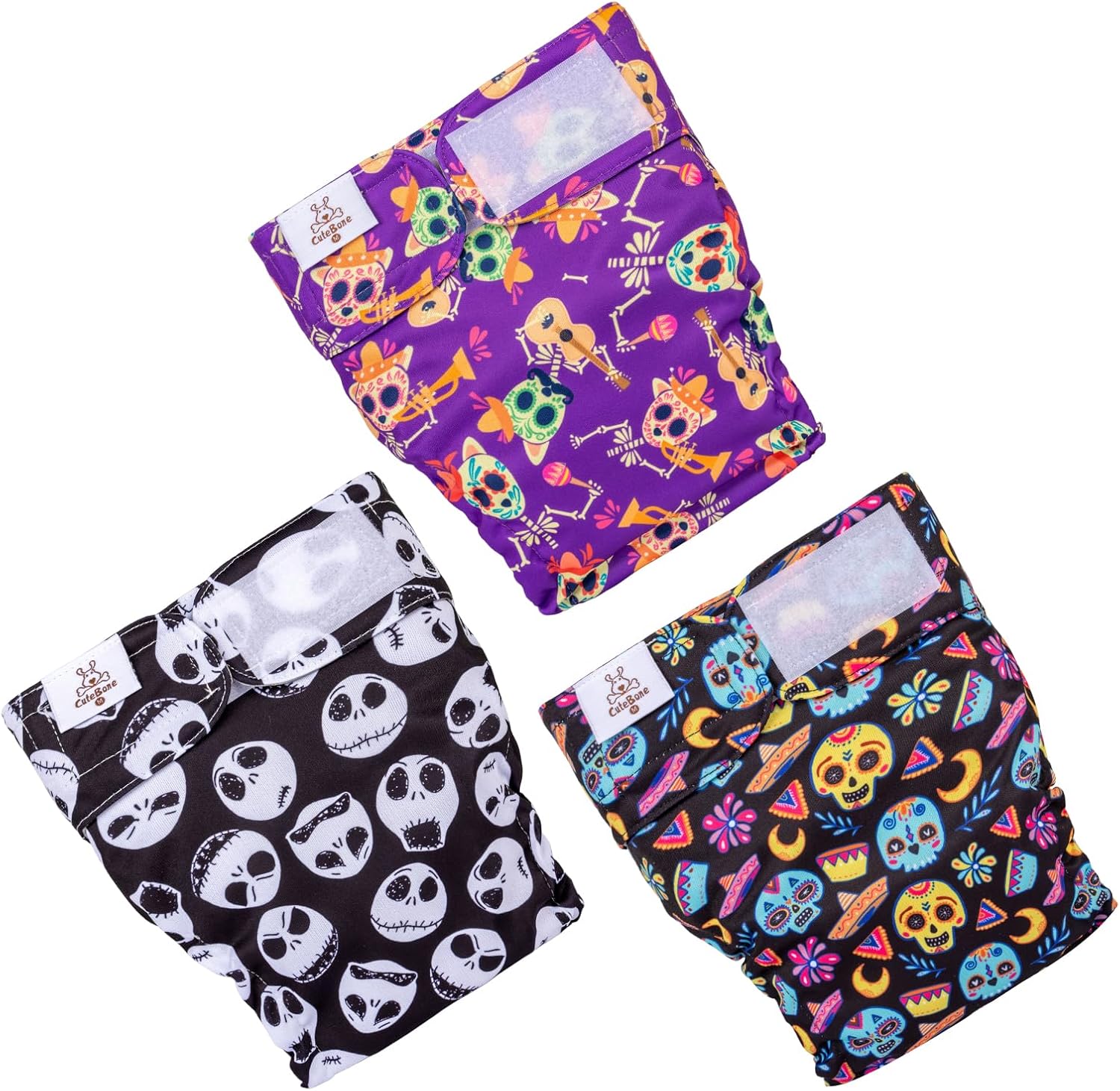 CuteBone Pañales lavables para perras, pañales de entrenamiento para cachorros, pañales para perros con cola amputada, paquete de 3 pañales WWD09XS