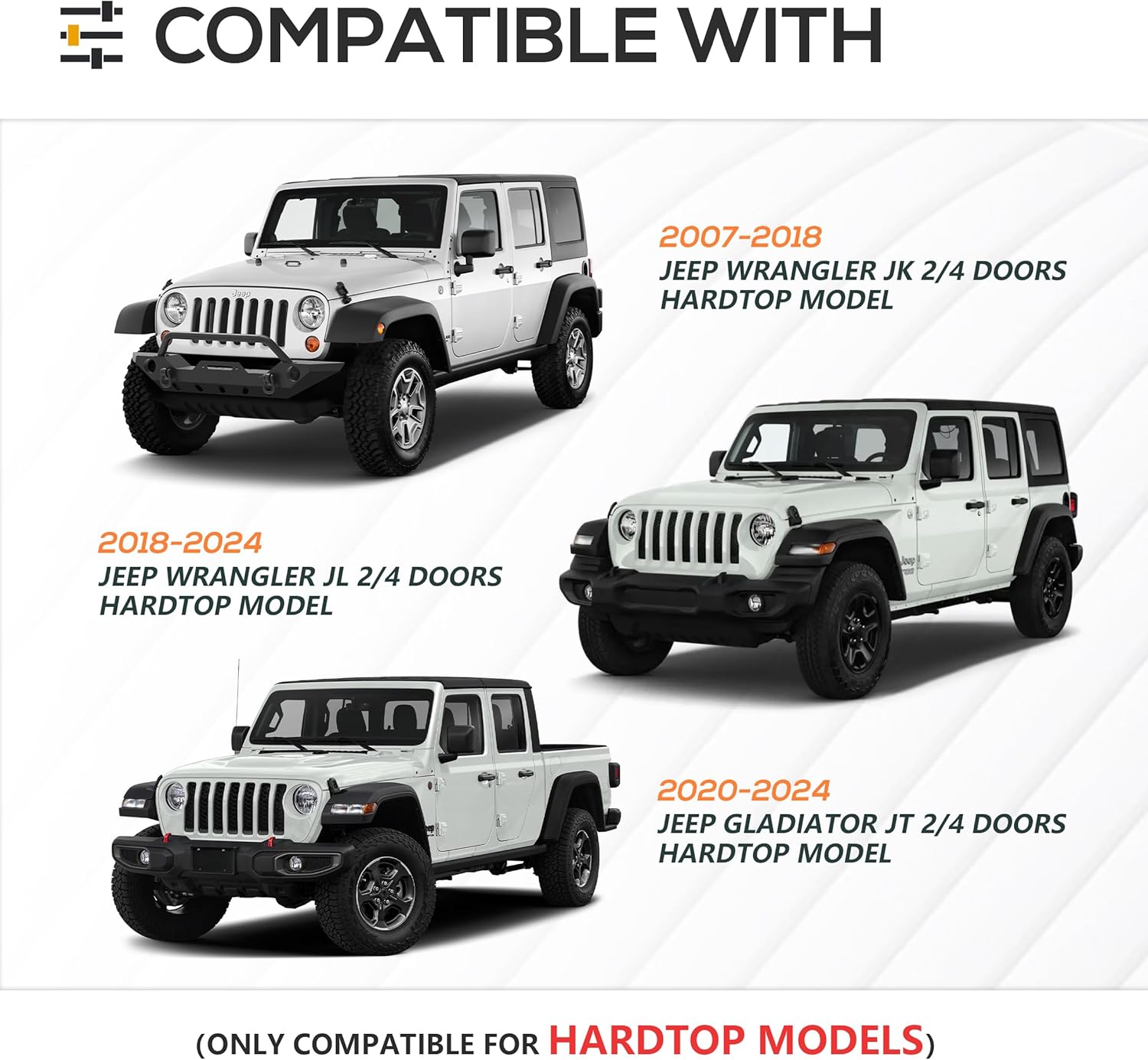 YZONA Barras transversales de techo de 300 libras con 4 barras de luces LED compatibles con Jeep Wrangler JK JKU JL JLU Unlimited y Gladiator JT