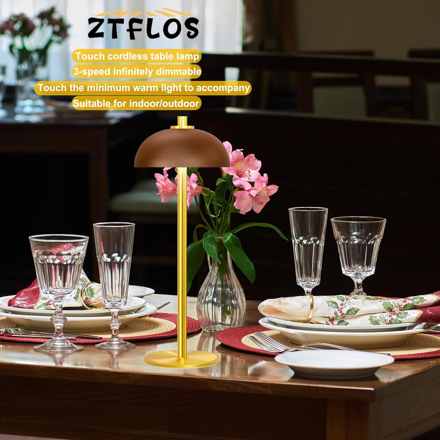 Lámpara LED inalámbrica, lámpara de mesa de batería recargable, USB One Touch de 3 velocidades con atenuación continua, lámpara de mesa portátil