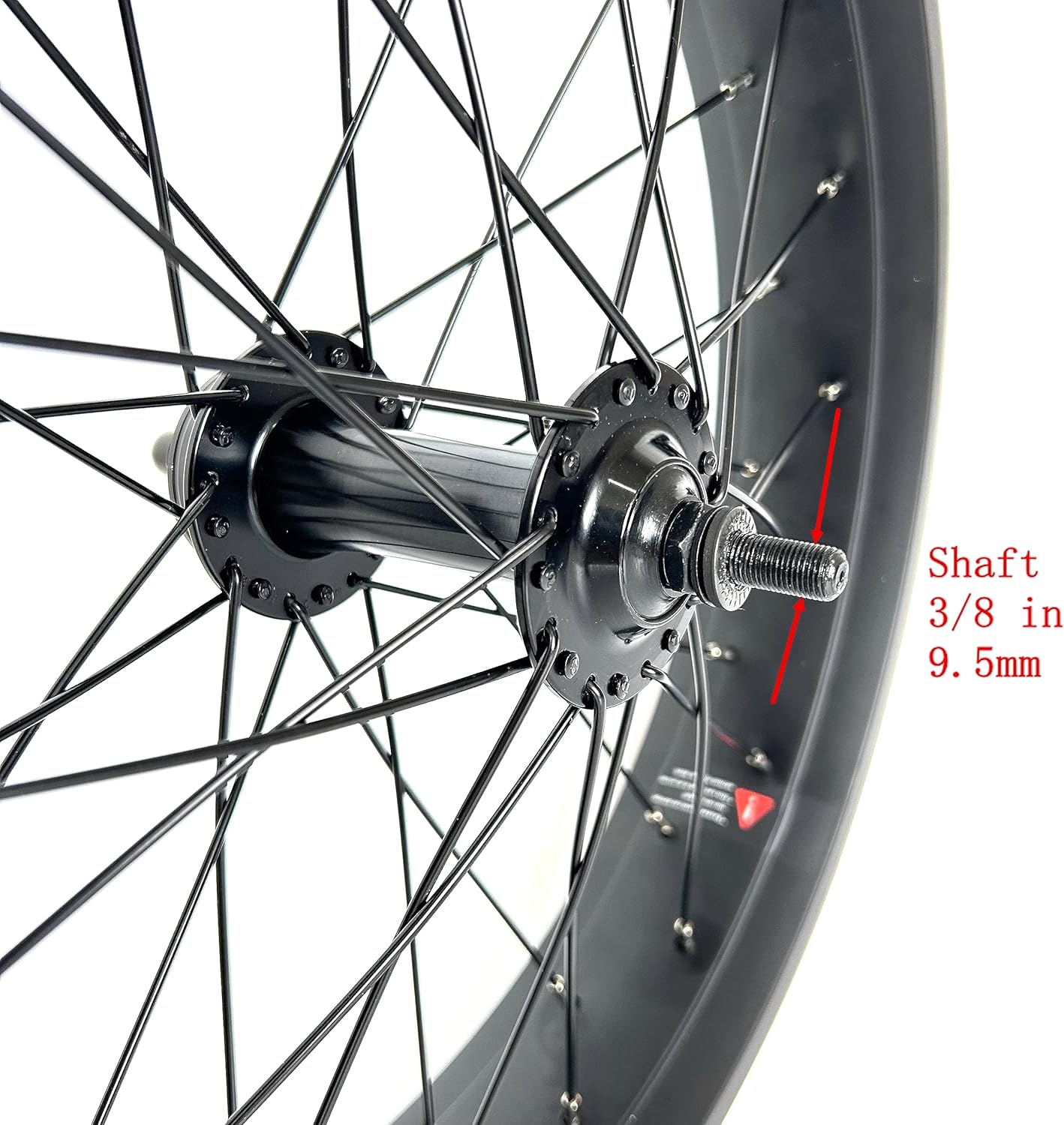 SZWEDI 20×4.0 Rueda de bicicleta delantera gorda en bicicleta de nieve 20 pulgadas doble pared doble cojinete cubo 36x12G radios 5.315 in caída