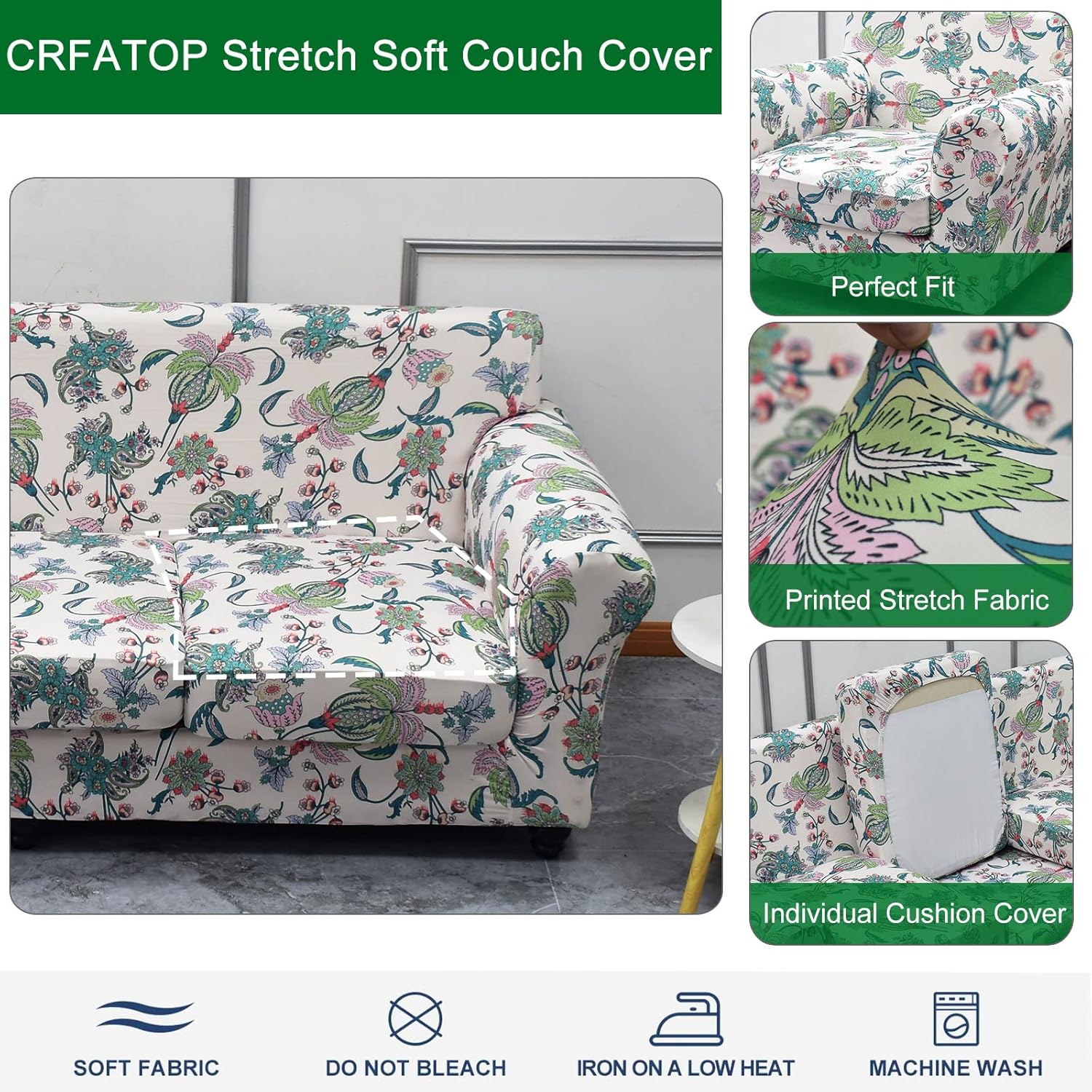 CRFATOP Fundas para sillas suaves de 2 piezas para perros, fundas elásticas para sillón de 1 plaza, fundas de muebles de sofá lavables con 1 funda
