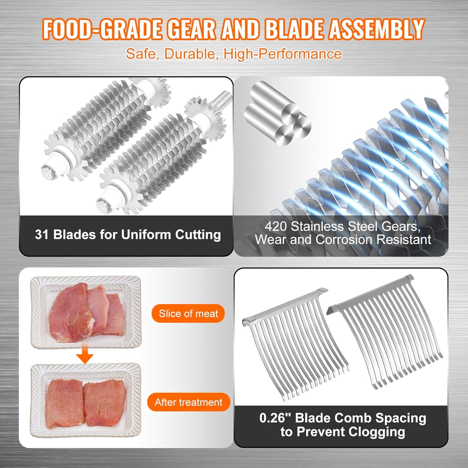 VEVOR Ablandador de carne comercial, máquina ablandadora de carne de acero inoxidable resistente, herramienta de cocina de operación manual rápida y