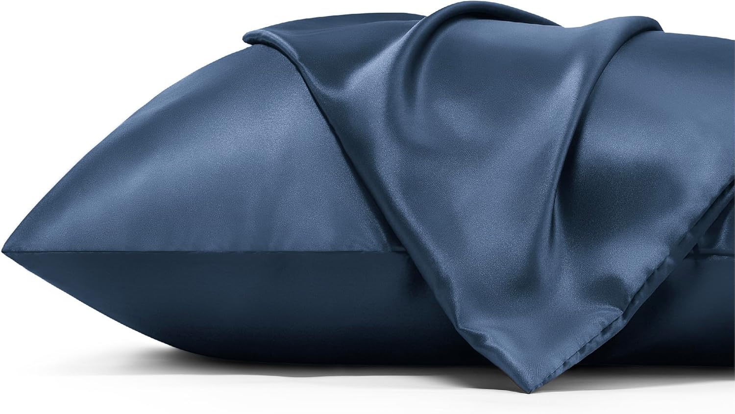 Bedsure Funda de almohada de satén para el cabello, fundas de almohada de satén de granito azul, tamaño estándar con cremallera 2, similar a las