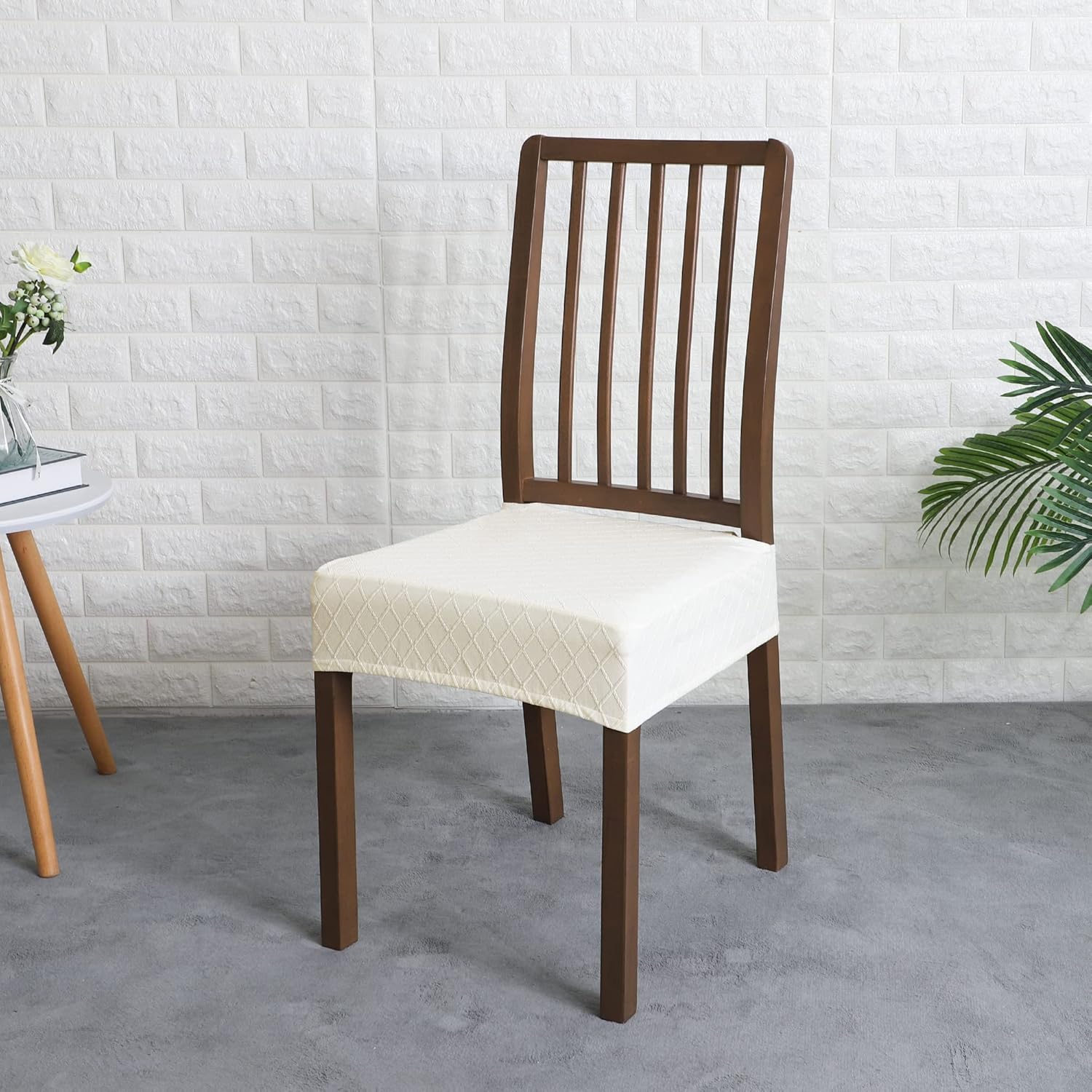 CRFATOP Juego de 2 fundas de asiento impermeables para sillas de comedor, fundas de asiento de silla de jacquard, fundas elásticas para sillas de