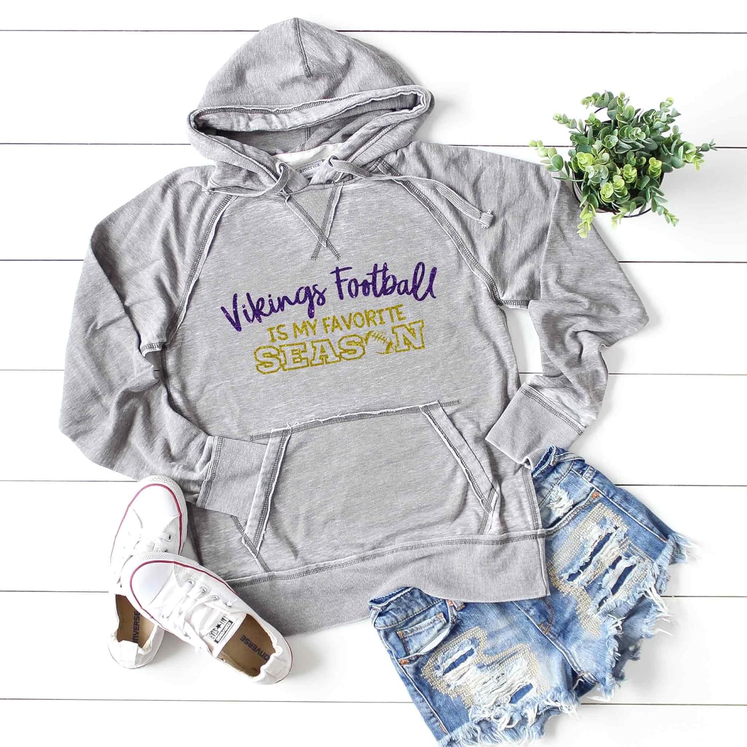 Vikings Hoodie Hooded Sweatshirt Men’s Women’s Unisex  Minnesota Shirt  Vikings Football is my Favorite Season  Ultra Soft Lightweight Burnout,