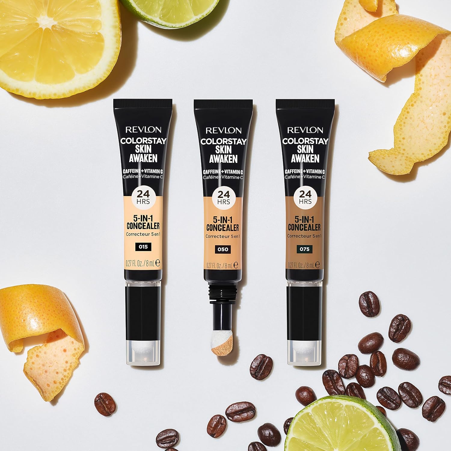 Revlon ColorStay Skin Awaken Corrector 5 en 1, ligero, cremoso maquillaje facial duradero con cafeína y vitamina C, para imperfecciones, ojeras y
