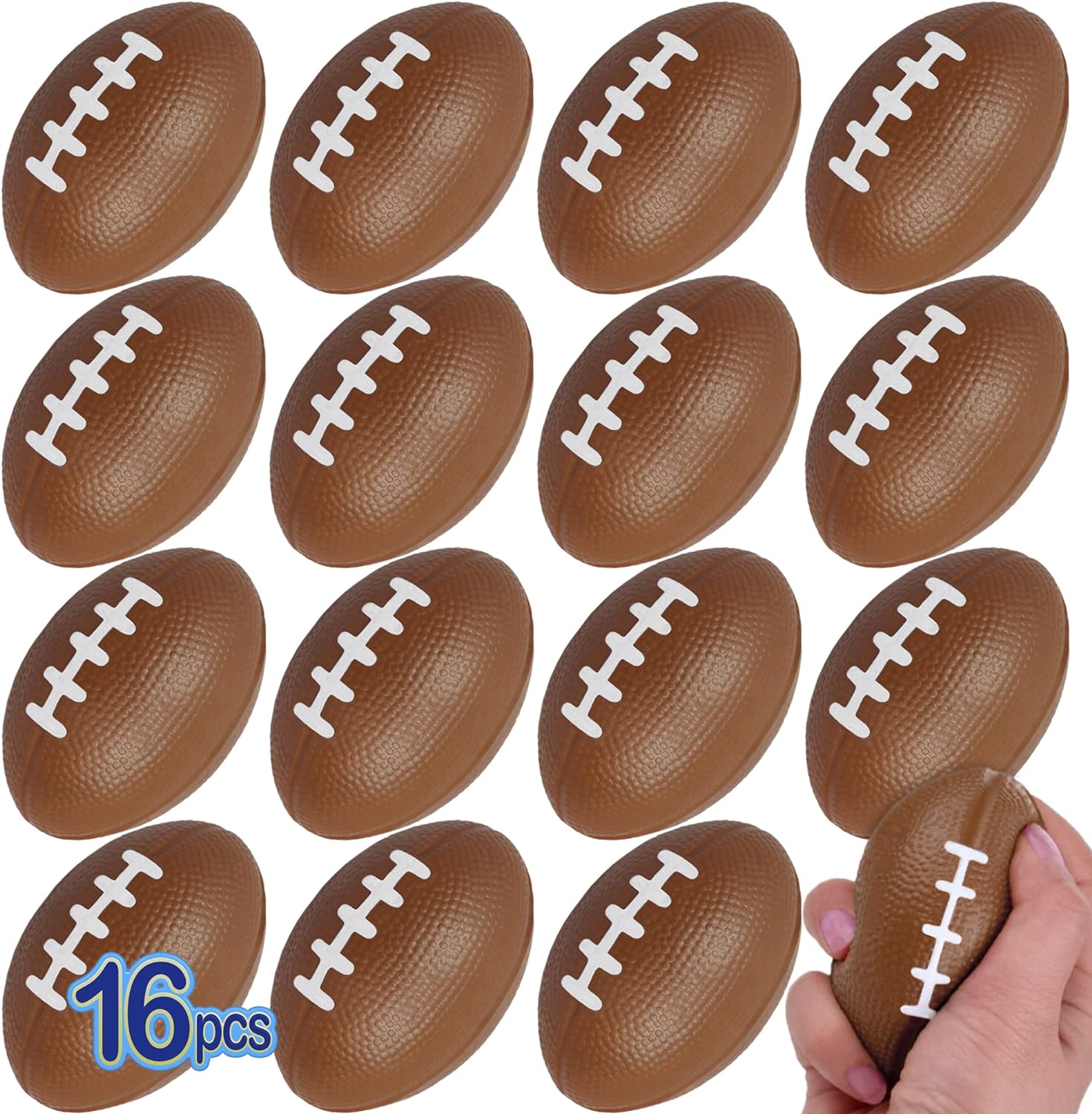 Paquete de 16 mini balones de fútbol de espuma, bolas de recuerdo de fiesta de 3.25 pulgadas, mini bolas de estrés de fútbol a granel, decoraciones