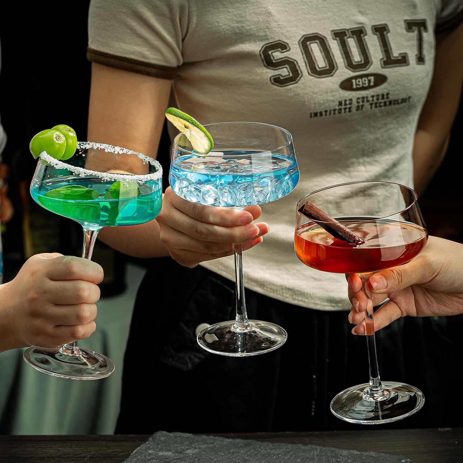 Juego de 6 vasos de Martini de cristal, copas Coupé de 11 onzas, copas de cóctel clásicas, copas de cupé de champán, elegante copa de cristal