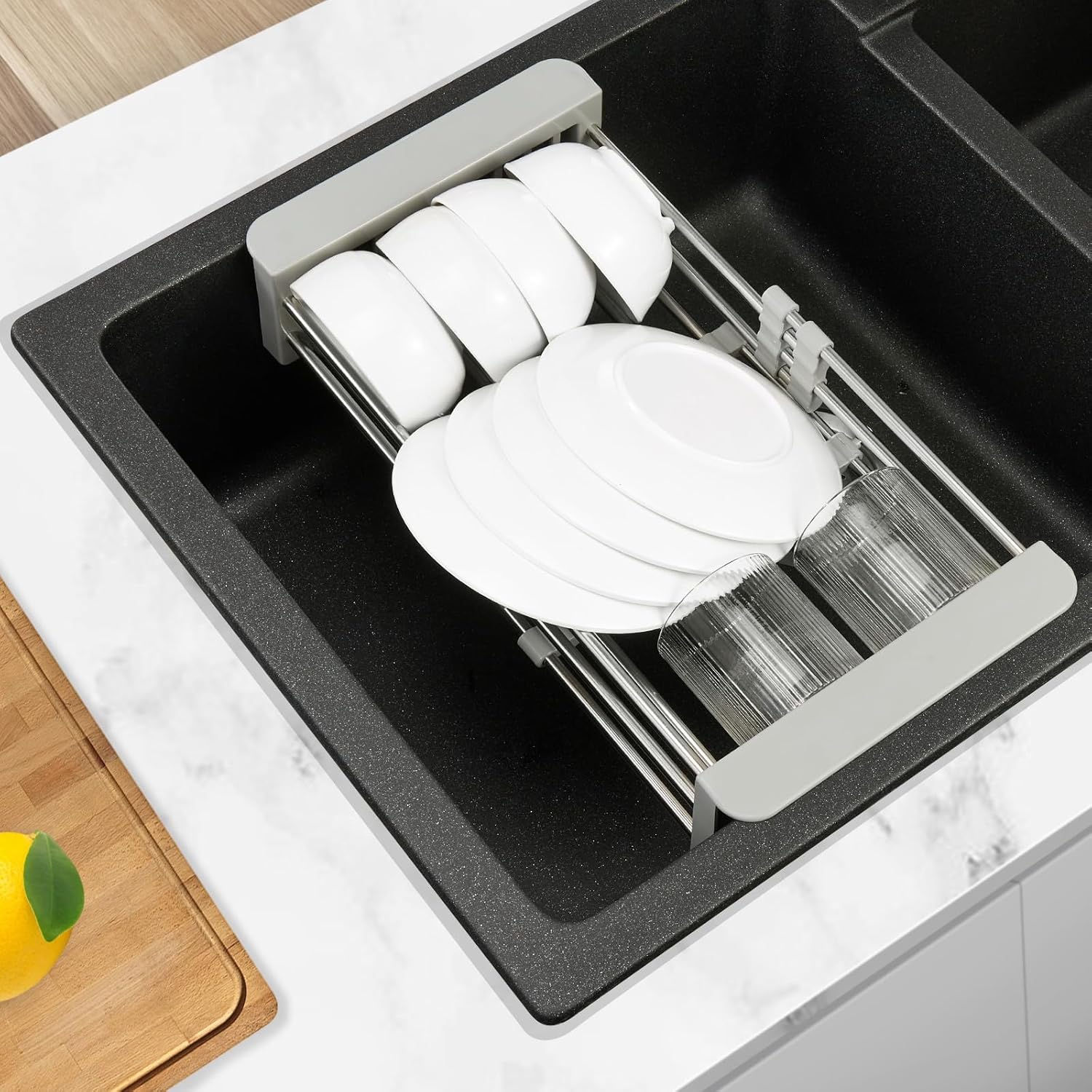 Colador extensible para cocina sobre el fregadero, cesta colador para fregadero de cocina, colador coladorutilizado para limpieza de verduras y