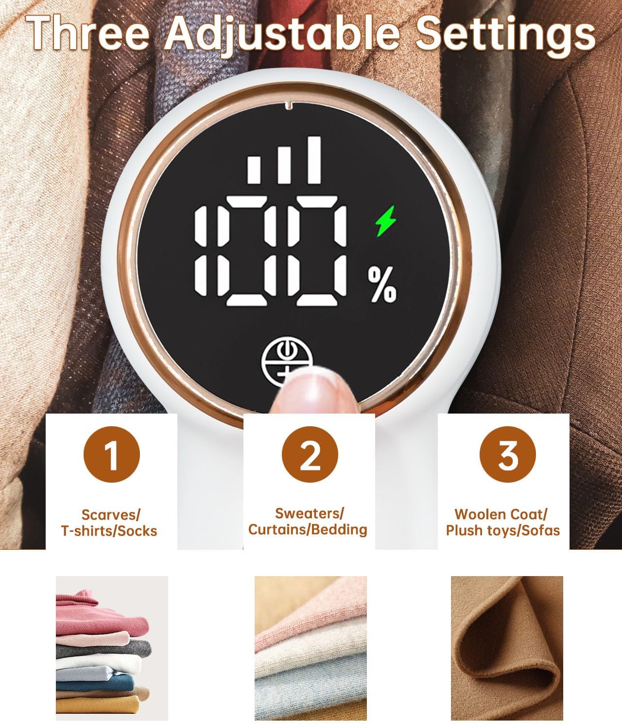 Afeitadora de tela recargable con pantalla LED, removedor eléctrico de pelusa para ropa, muebles, afeitadora de suéter eficiente de 3 velocidades