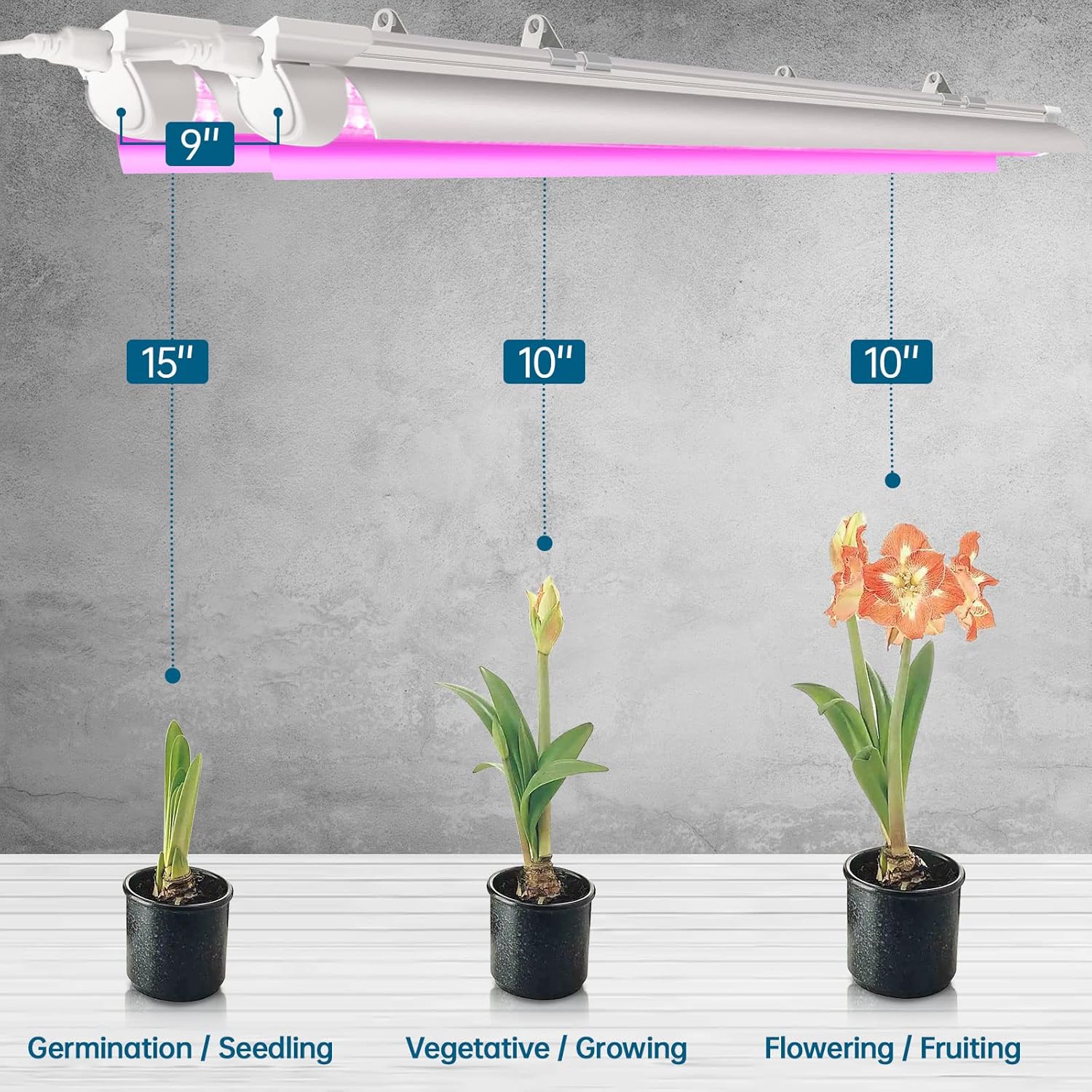 Barrina Luz LED de crecimiento, 252 W (6 x 42 W) 4 pies T8, espectro completo, forma de V con reflector, diseño enlazable, luces de plantas para