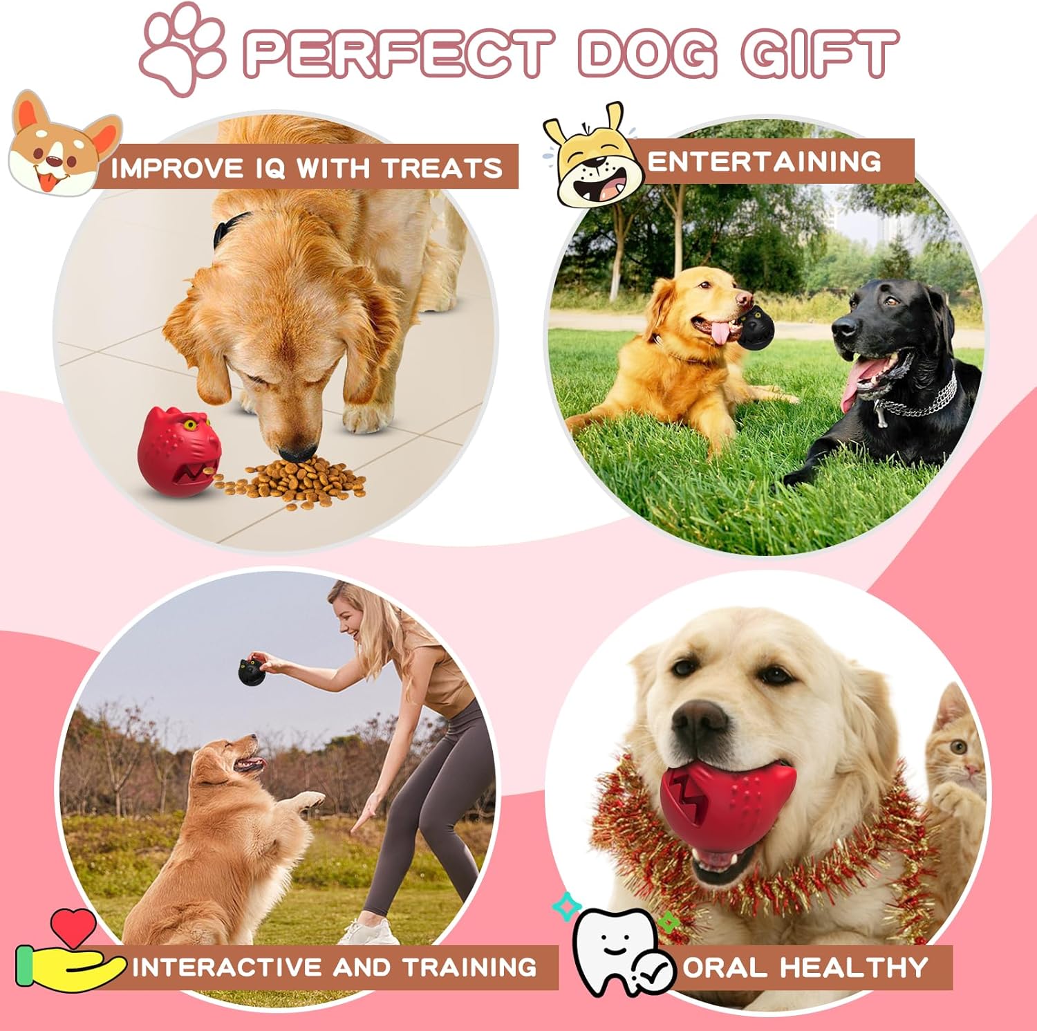 bobosogo Juguetes para perros para masticadores agresivos, juguetes chirriantes para perros para razas grandes, juguetes masticables interactivos e