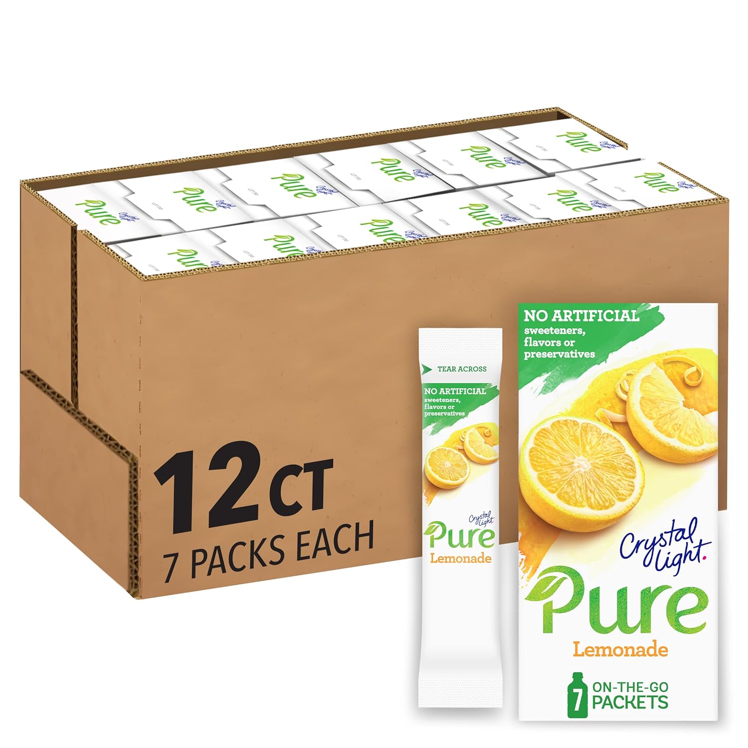 Crystal Light Mezcla de bebida en polvo Pure Lemonade On-The-Go 84 unidades