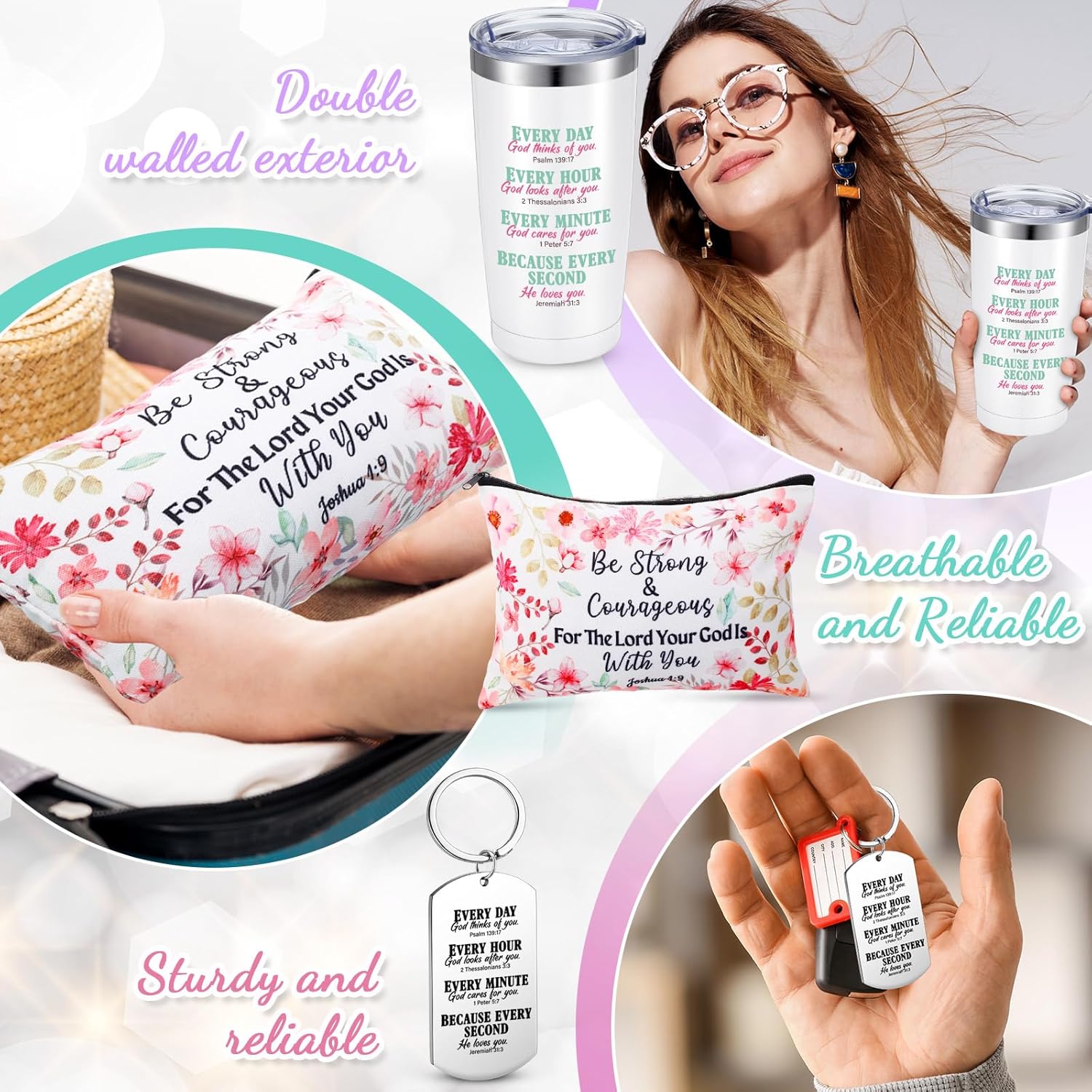 Hoolerry 3 piezas de regalos cristianos para mujeres, regalos de cumpleaños religiosos para mujeres, regalos espirituales para mujeres, regalos del