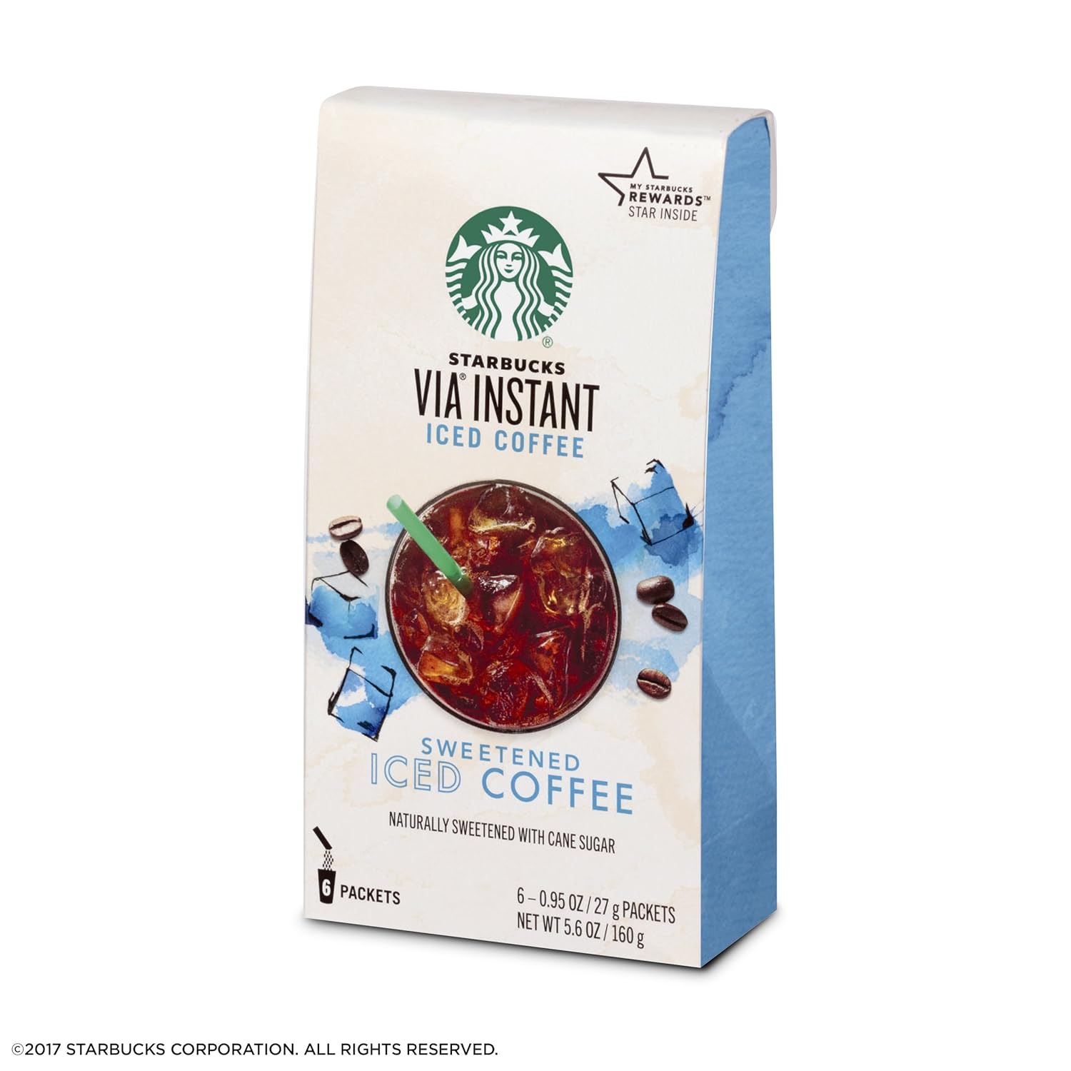 Starbucks VIA – Paquetes de café instantáneo tostado medio, café helado endulzado, 6 cajas (36 paquetes en total)