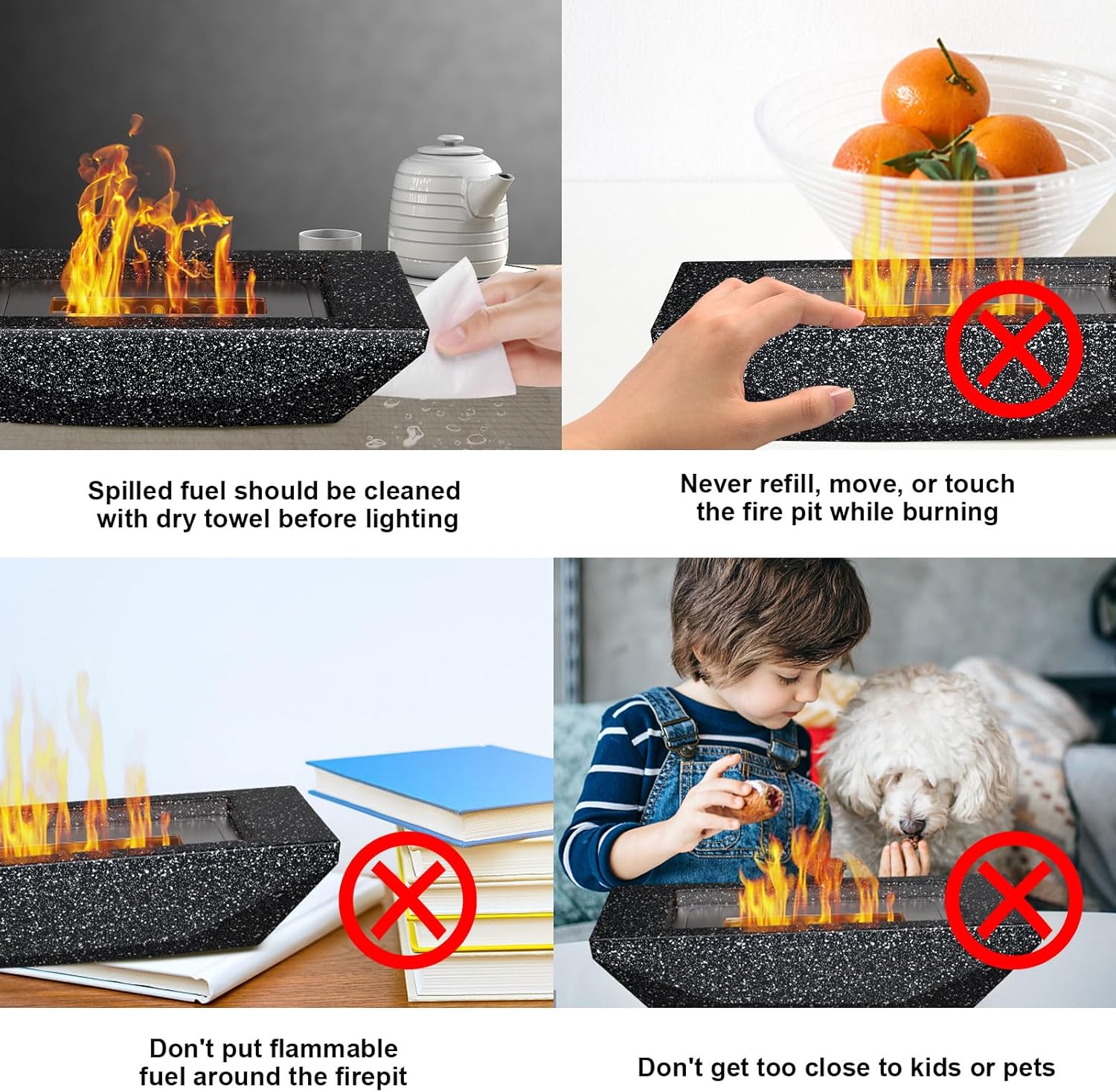 Hoguera de mesa portátil de 12.5 pulgadas, tazón de hoguera portátil sin humo, para interiores y exteriores, chimenea, jardín, patio, balcón,