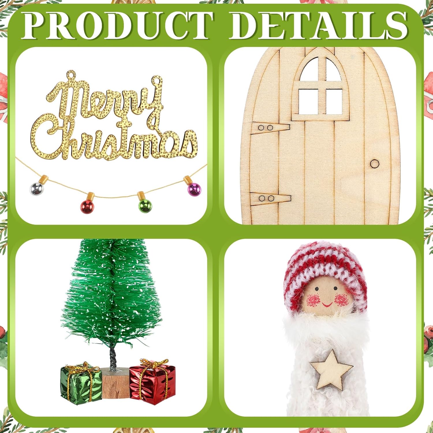 Bencailor Decoración de casa de muñecas de Navidad, accesorios para casa de muñecas en miniatura, modelo de escena pequeña, cajas de regalo de árbol