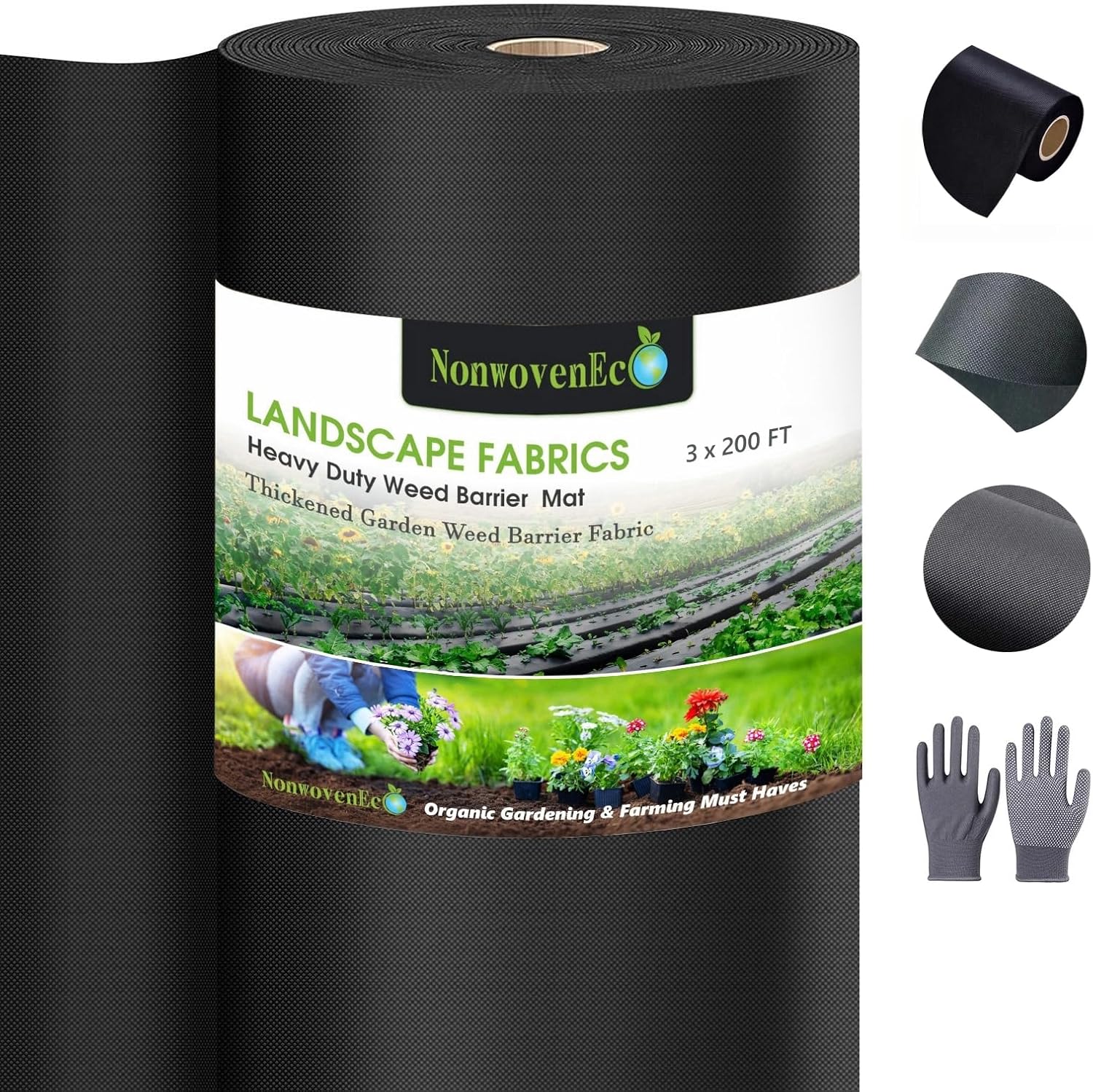 Weed Barrier Pro 2.0, tela no tejida de paisaje resistente, alfombrilla de cubierta de suelo de alta permeabilidad, tela de entrada comercial (3.2