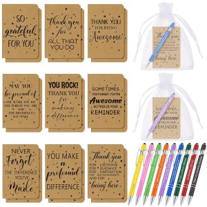 Teling Juego de 18 regalos de agradecimiento a los empleados, cuadernos de agradecimiento a granel, bolígrafos y bolsa de organza, regalos Teling Juego de 18 regalos de agradecimiento a los empleados, cuadernos de agradecimiento a granel, bolígrafos y bolsa de organza, regalos