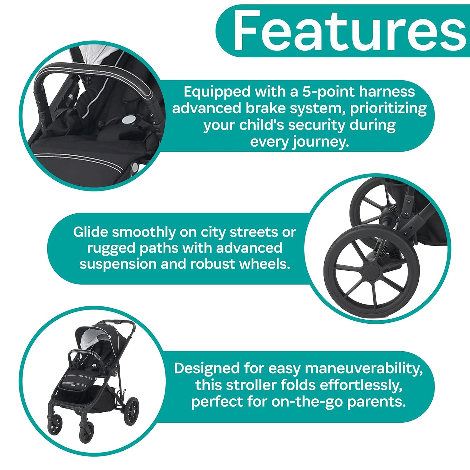 KidCo Uno+ – Cochecito convertible de lujo individual a doble para recién nacidos a niños pequeños, portátil y plegable, color negro Allegra