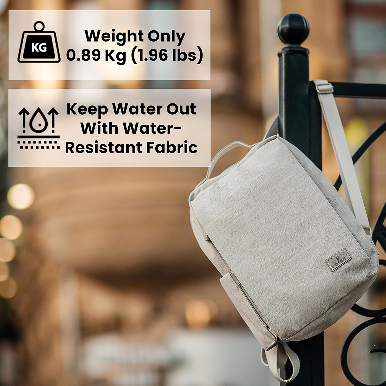 Nordace Siena II Mini mochila de viaje inteligente para mujer con puerto de carga USB, resistente al agua, Gris,claro, Mochilas Daypack
