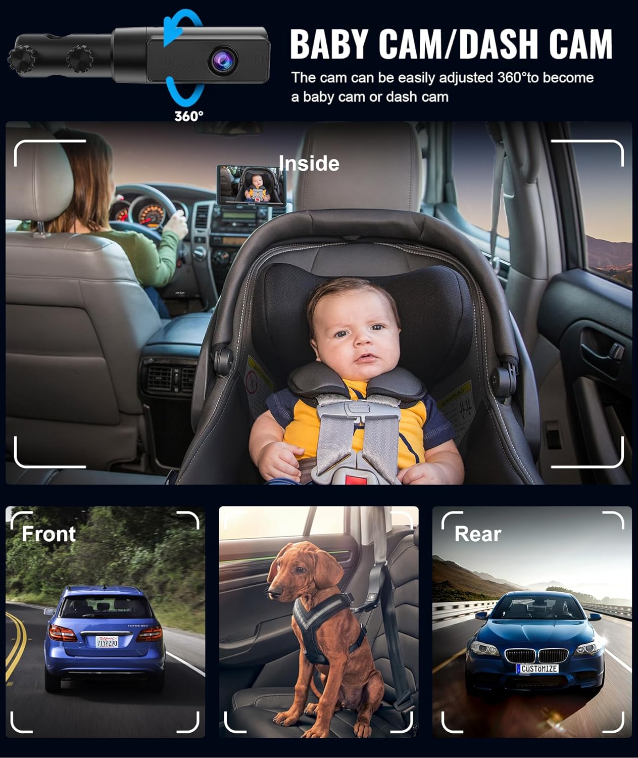Spedal Receptores estéreo inalámbricos para Apple CarPlay y Android Auto, pantalla táctil IPS portátil de 7 pulgadas con cámara frontal,