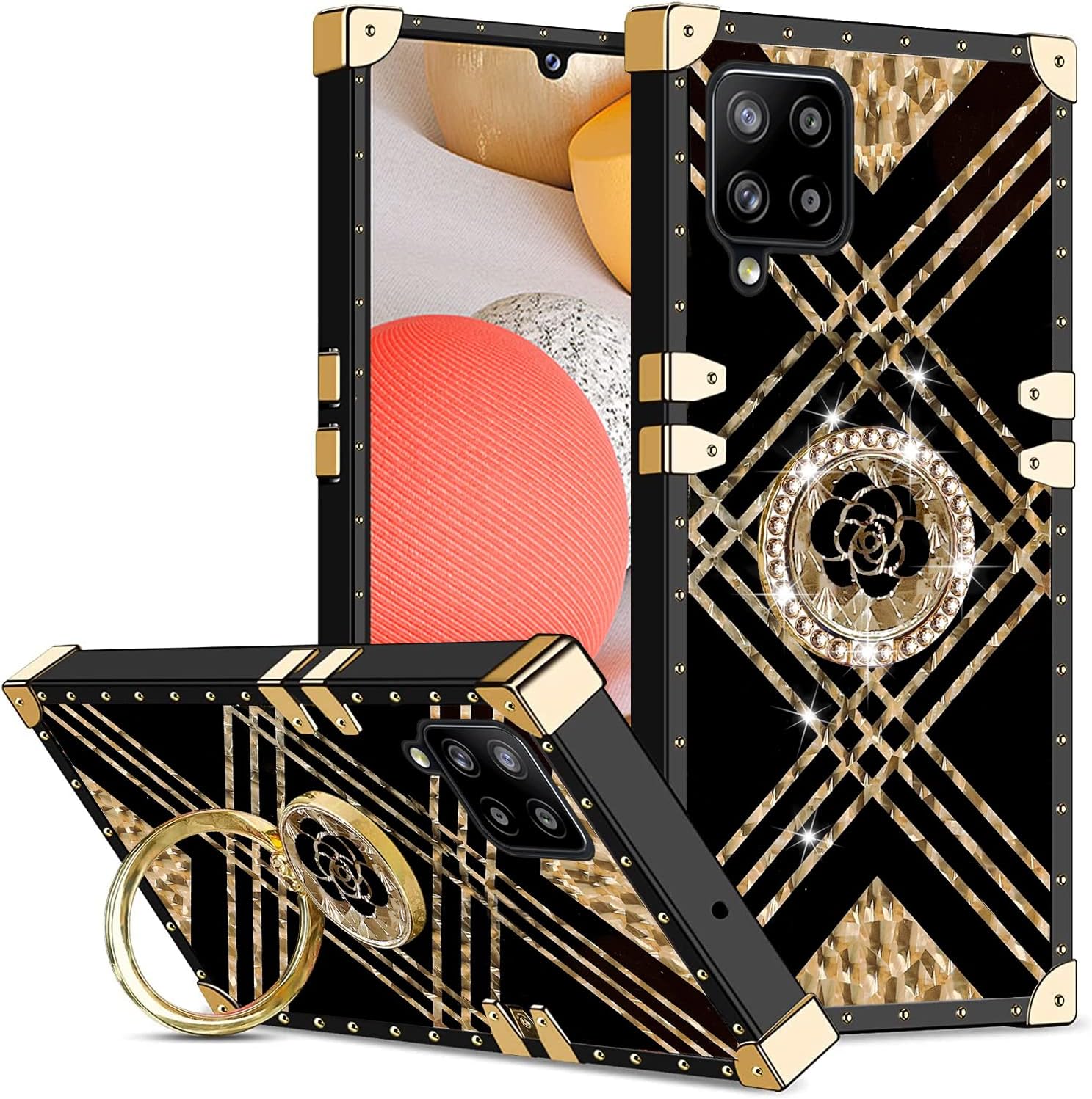 KuDiNi Funda para Galaxy A42, A42 Samsung para mujer, funda cuadrada a prueba de golpes, TPU retro, elegante, clásico, borde de lujo, protección