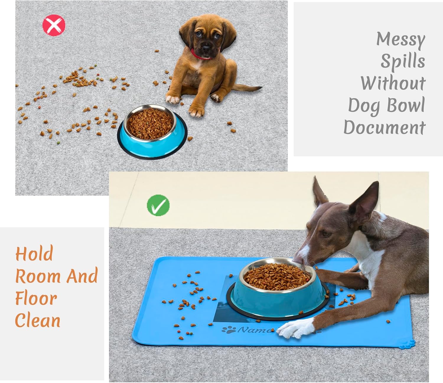 OXYEFEI Tapete personalizado de comida para perros y gatos, tapete para perros para comida y agua, tapete de silicona para tazones de comida para