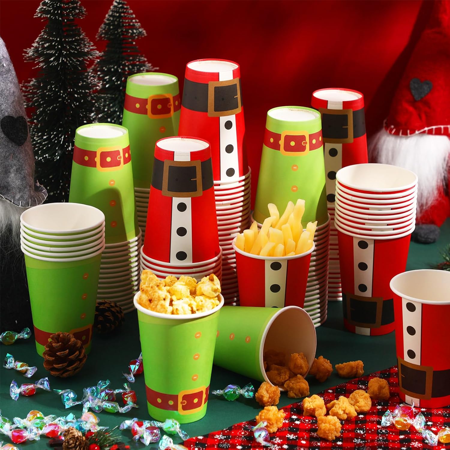 Nuenen 200 tazas de café de Navidad desechables de papel para bebidas navideñas para café, jugo de chocolate, bebidas frías calientes, picnic,