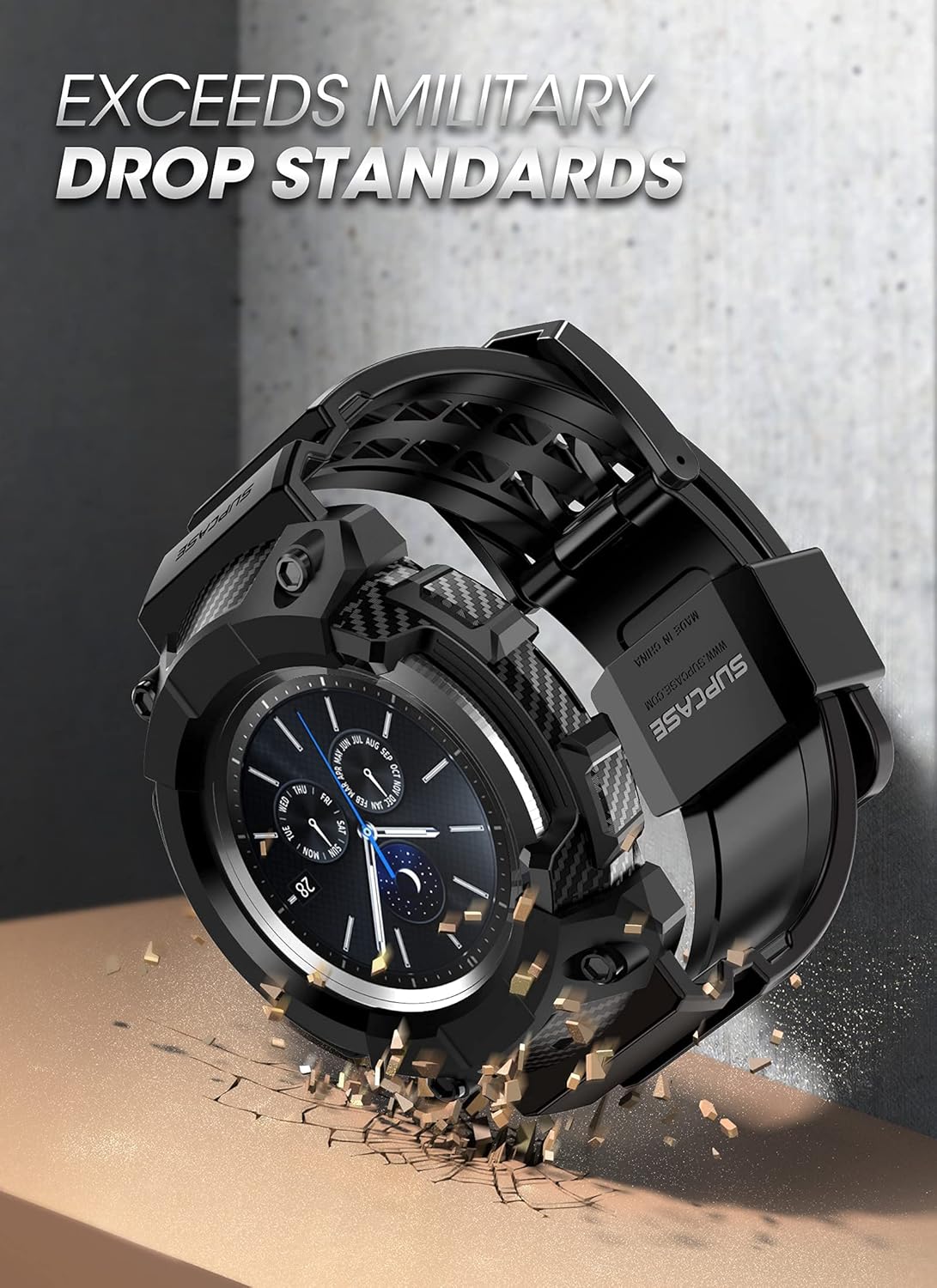 SUPCASE Unicorn Beetle Pro – Funda protectora resistente con correas para Galaxy Watch 3 2020 de 1.772 in, color negro, Poliuretano