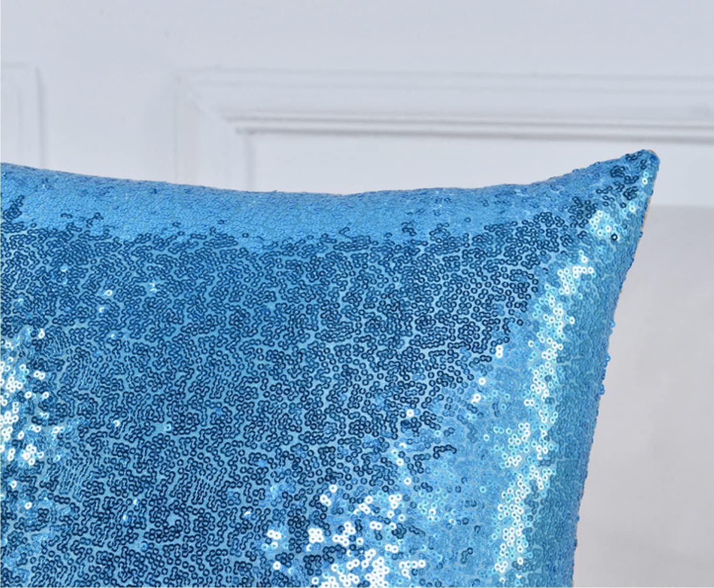 New Luxury Series – Funda de almohada decorativa de satén con lentejuelas brillantes, color beige, para interiores y exteriores, para sofá, sala de